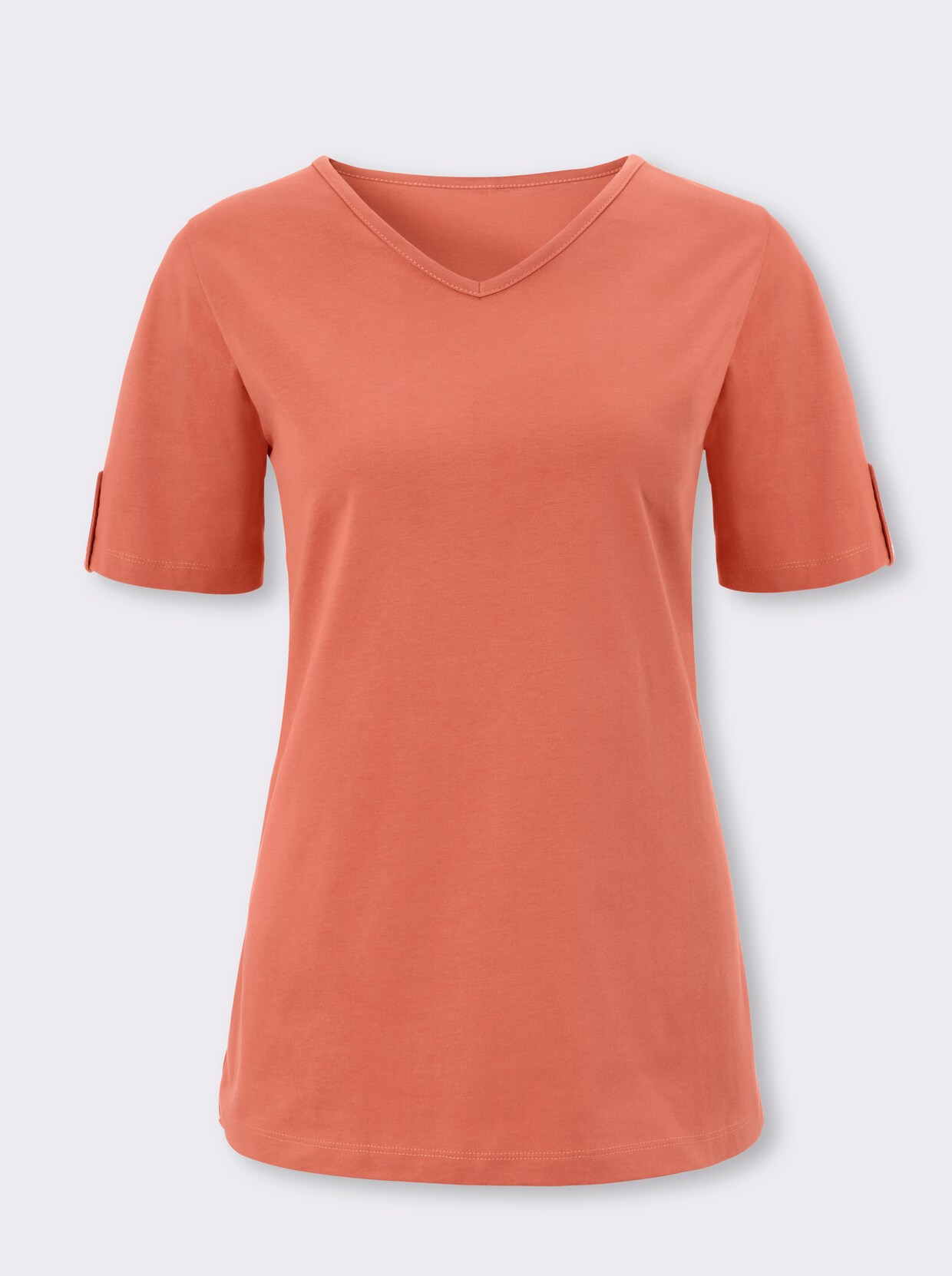 Shirt met V-hals - papaya