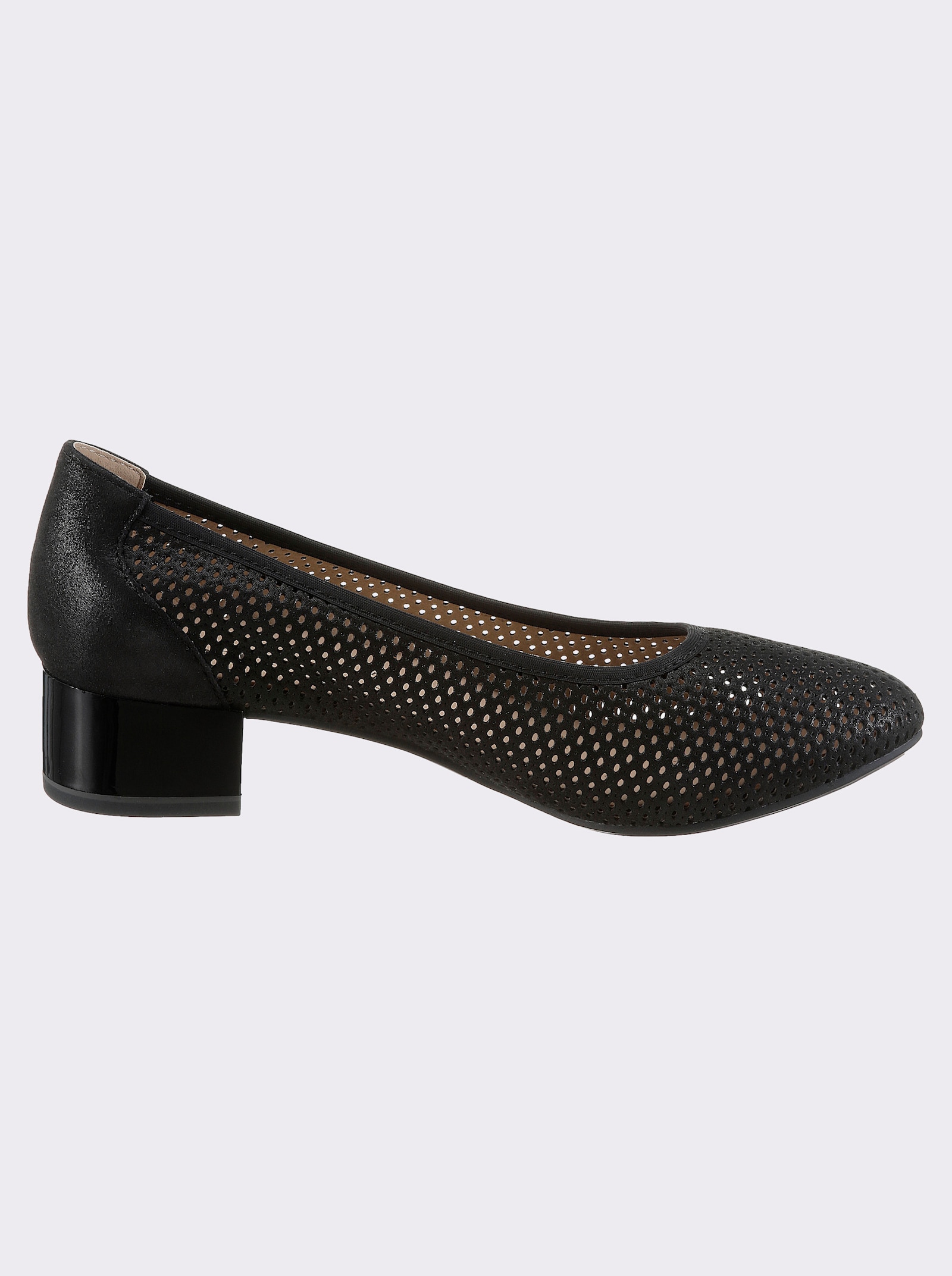 Caprice Pumps mit Lochmuster, aus Leder - schwarz