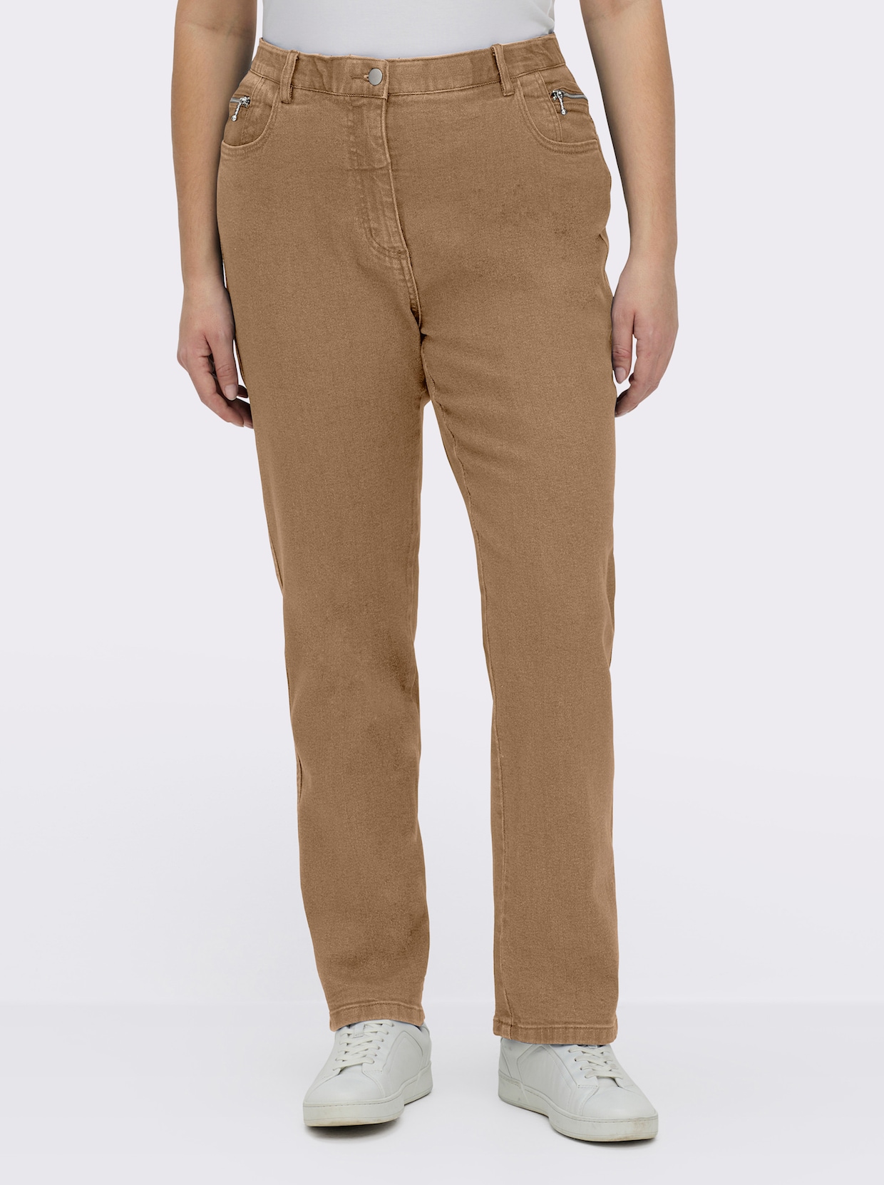 5-Pocket-Jeans gerade geschnitten - camel