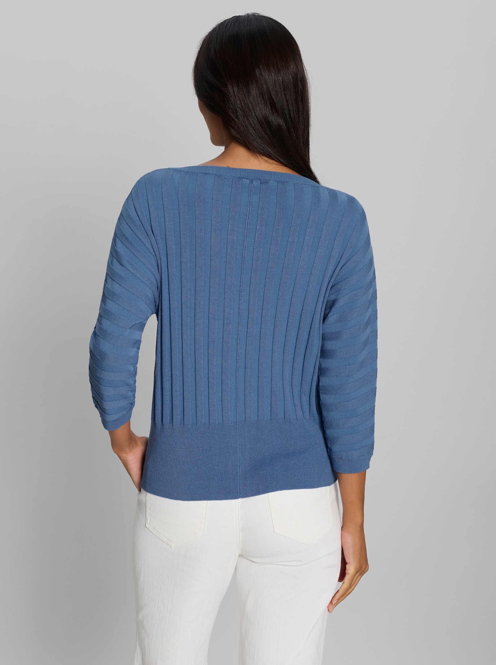 heine Strickjacke mit Streifenmuster - mittelblau