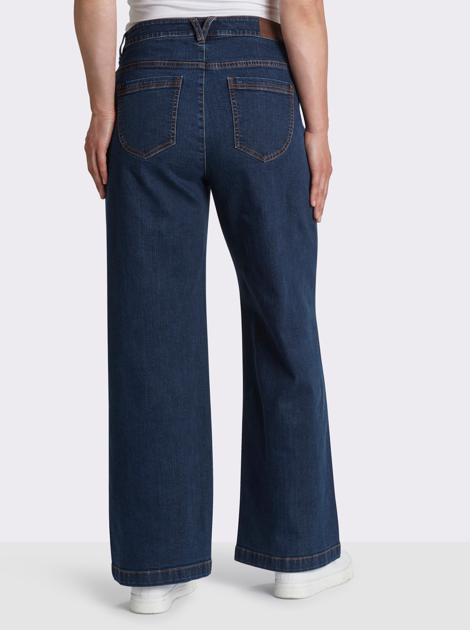 sheego Jeans mit weitem Beinschnitt - blue-stone-washed