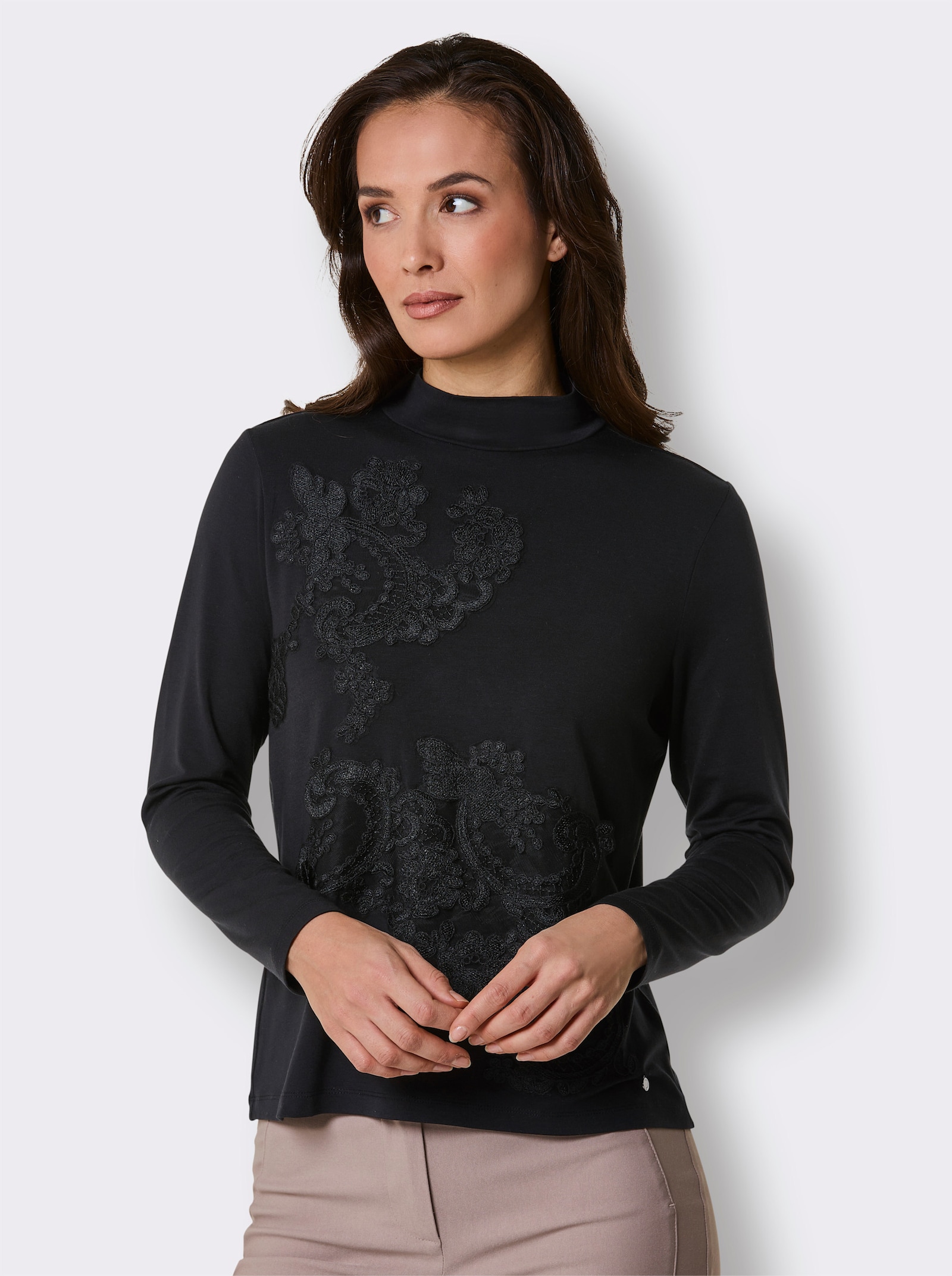 CREATION L PREMIUM Langarmshirt - schwarz