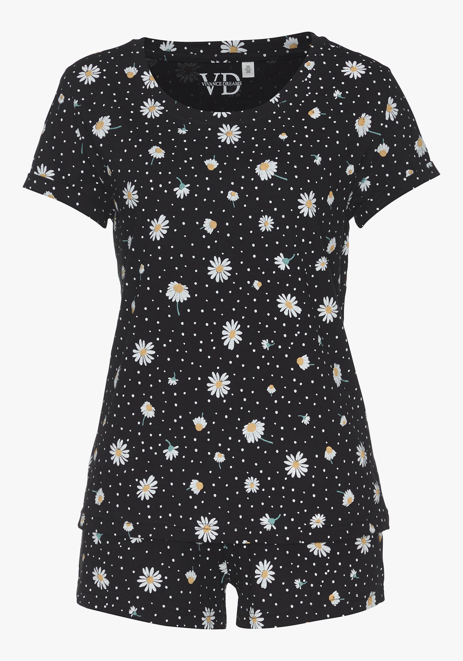 Vivance Dreams Pyjama court - noir à motifs