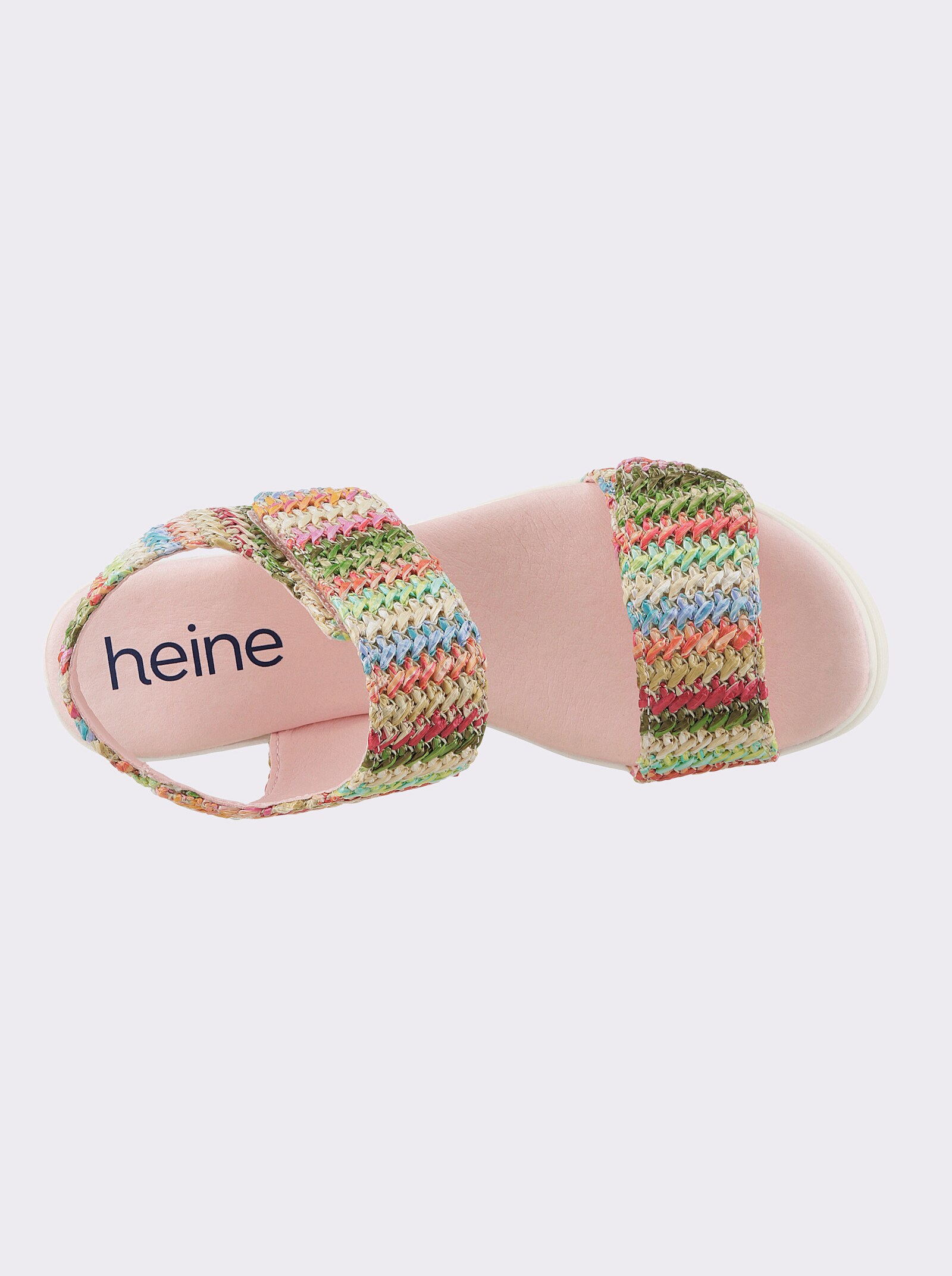 heine Sandaaltjes met sleehak - roze/bont
