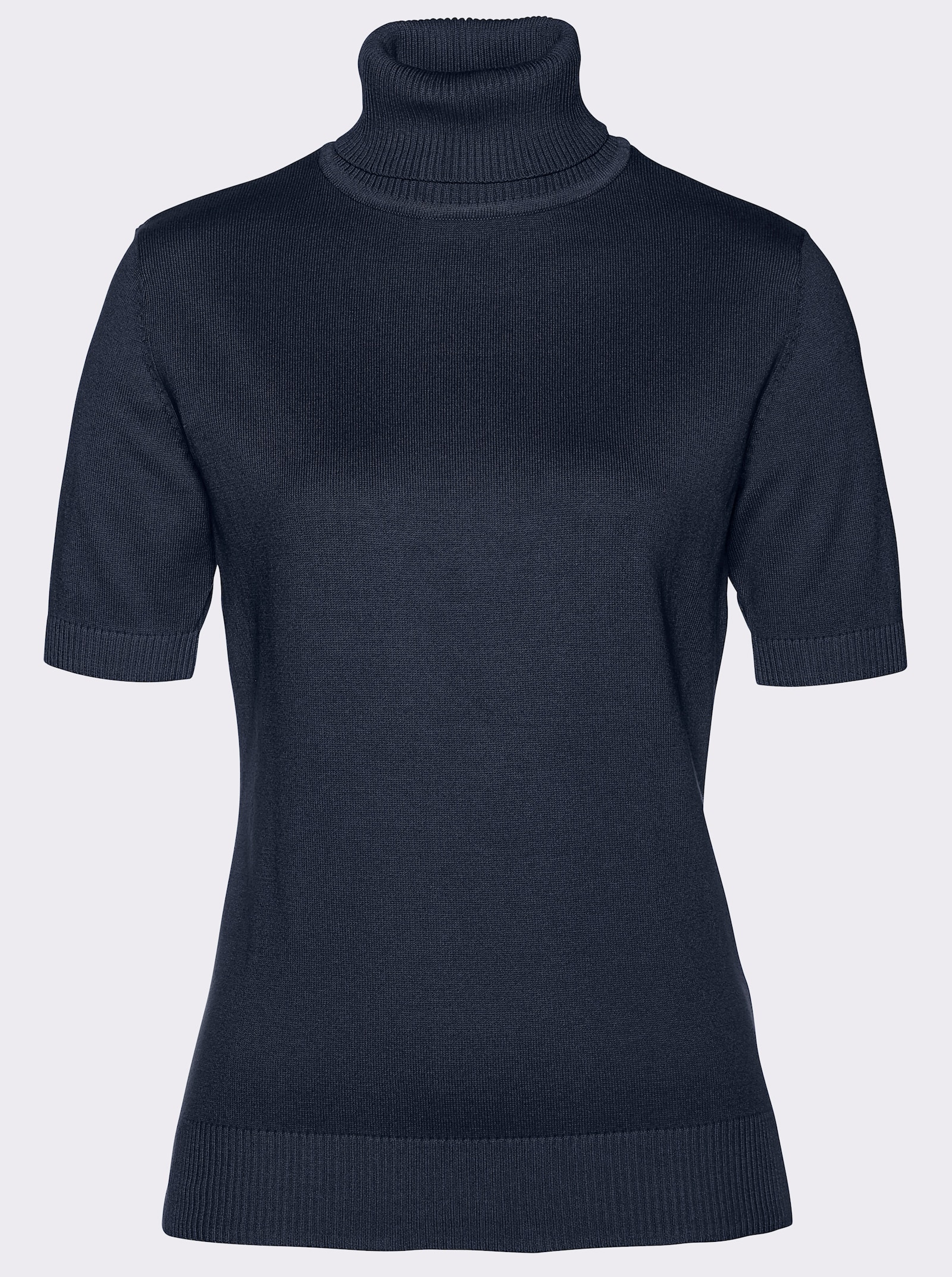 Kurzarmpullover mit Rollkragen - marine