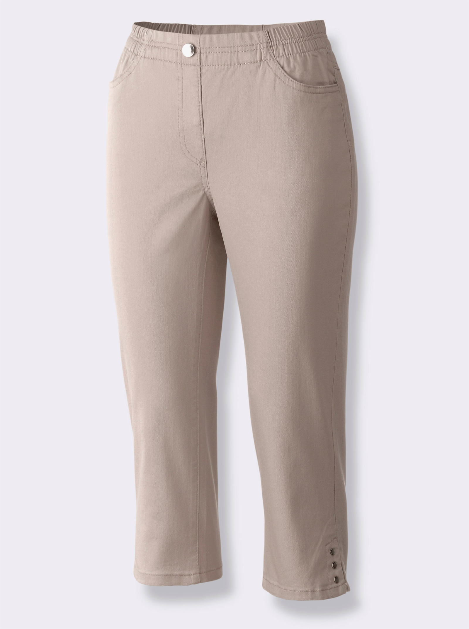 Caprijeans mit Nieten-Verzierung - beige