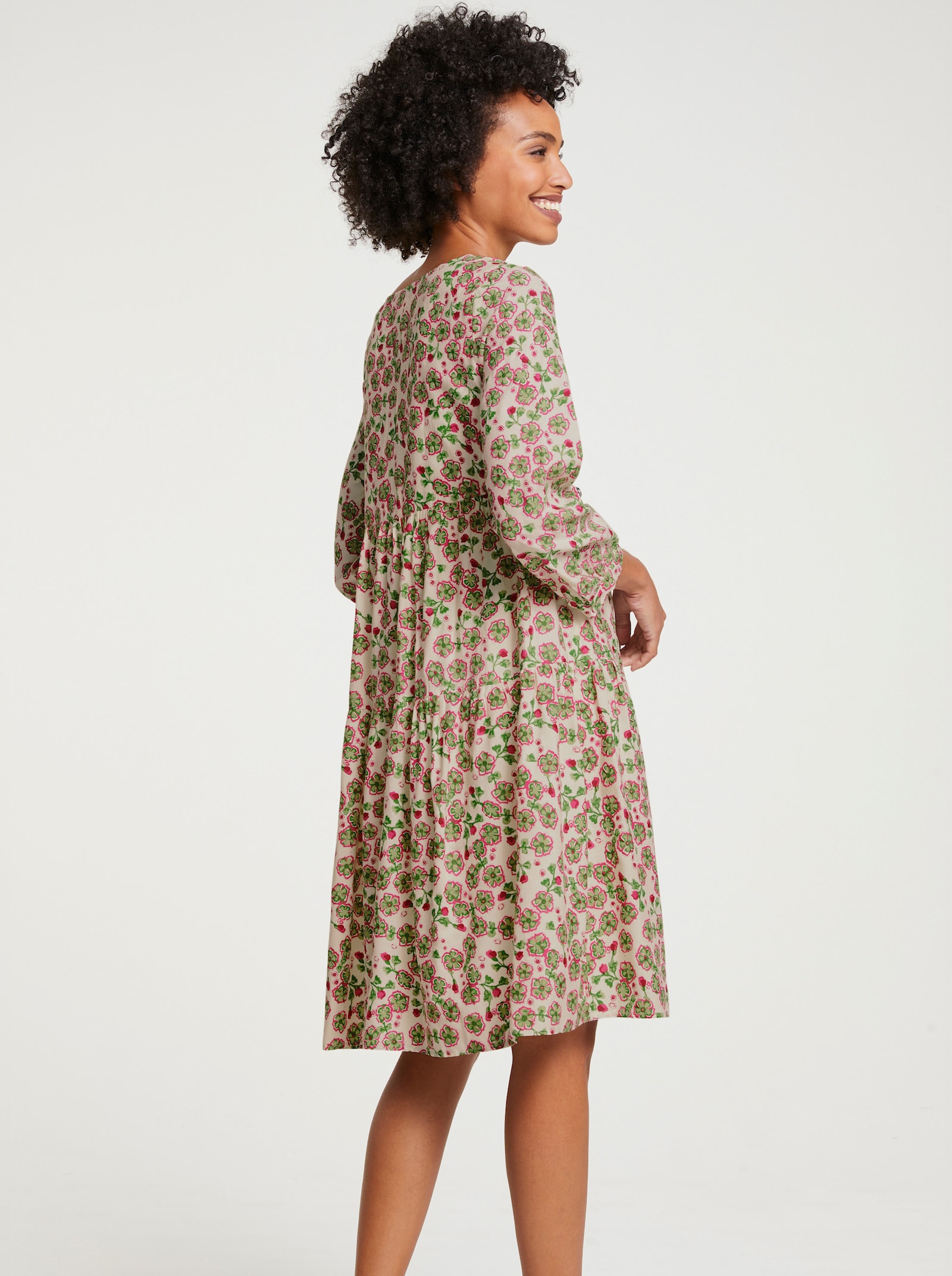 heine Geweven jurk met V-hals - bont