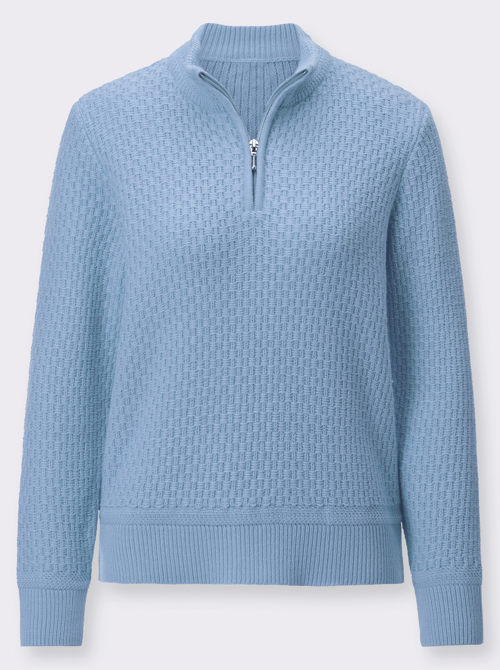 Langarm-Pullover mit Stehkragen - blau