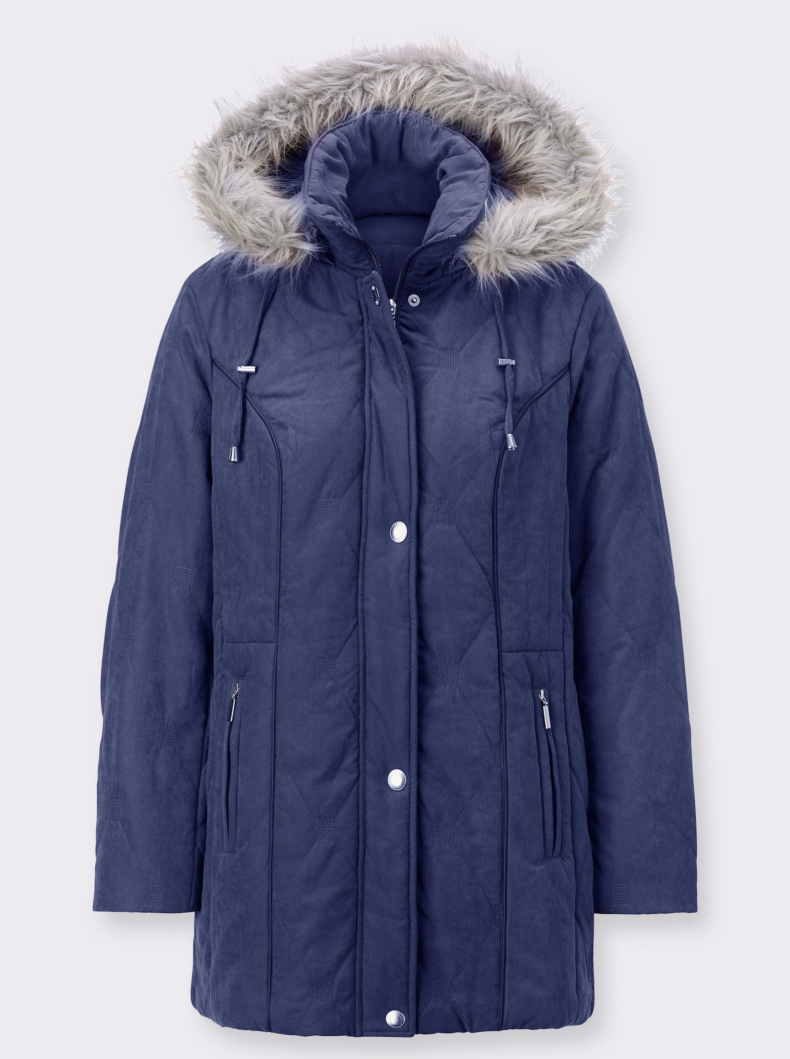 Jack met capuchon van fluweelzacht materiaal - marine