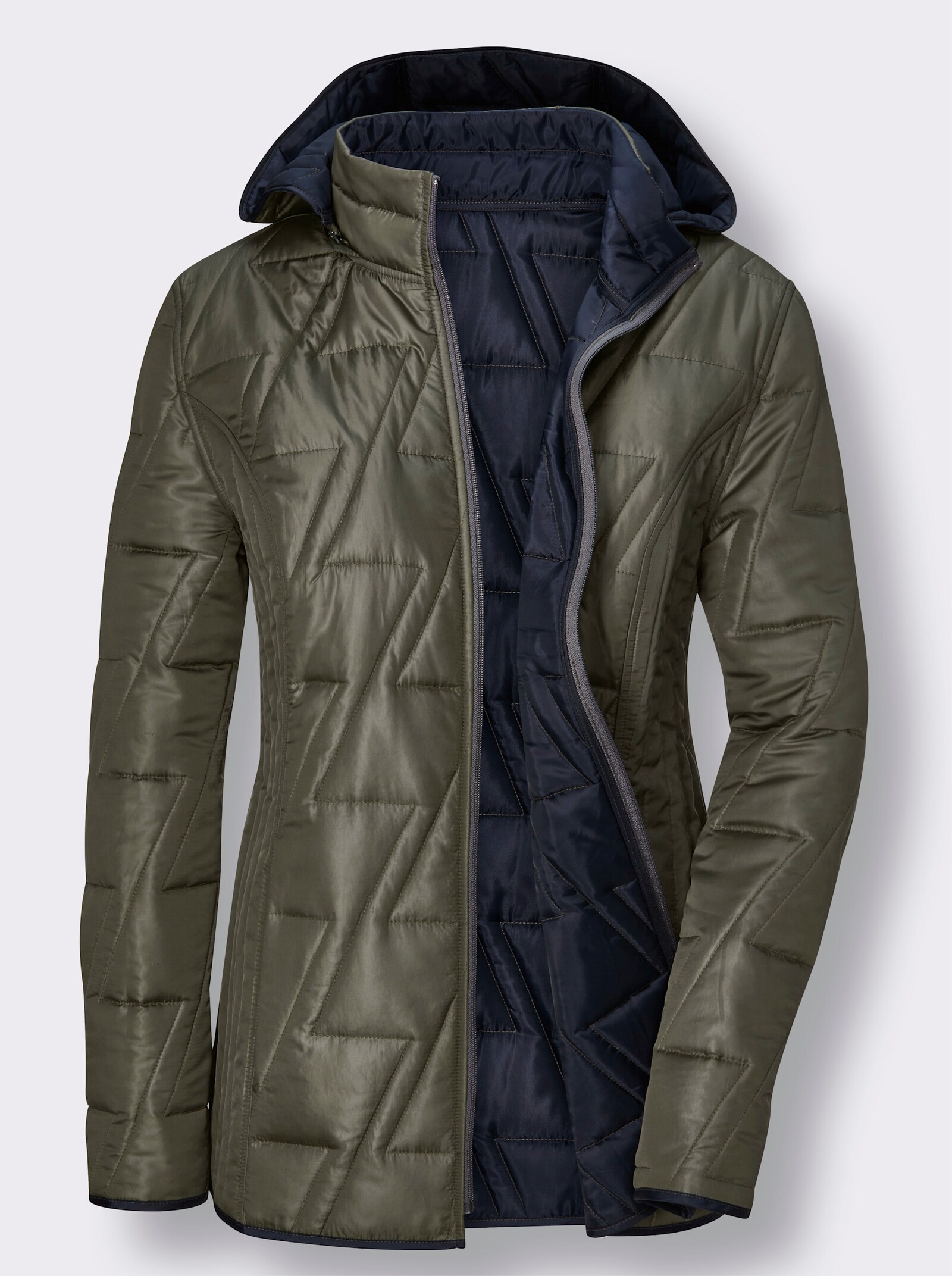 Wendejacke mit Kapuze, abzippbar - khaki