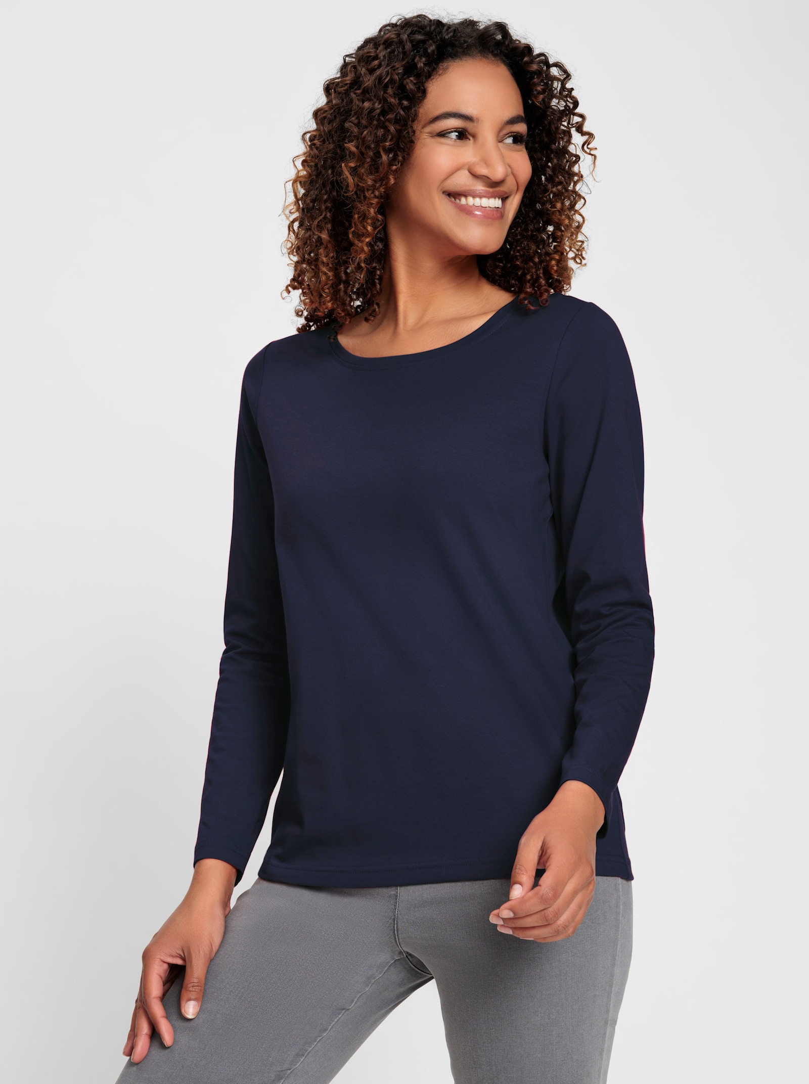 Rundhalsshirt mit zertifizierter Baumwolle - marine