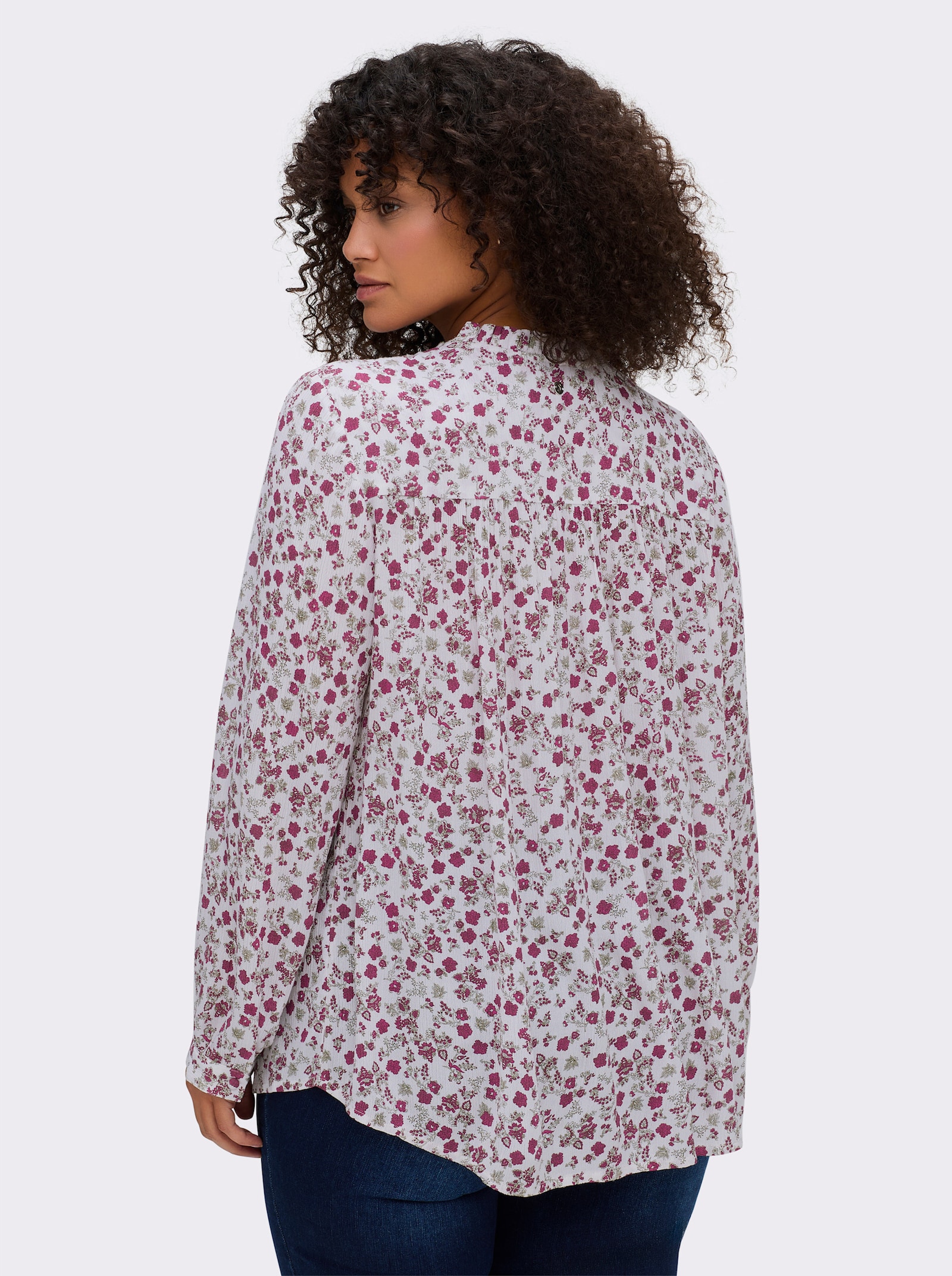 sheego Crêpeblouse met bloemetjesprint - ecru/heide geprint