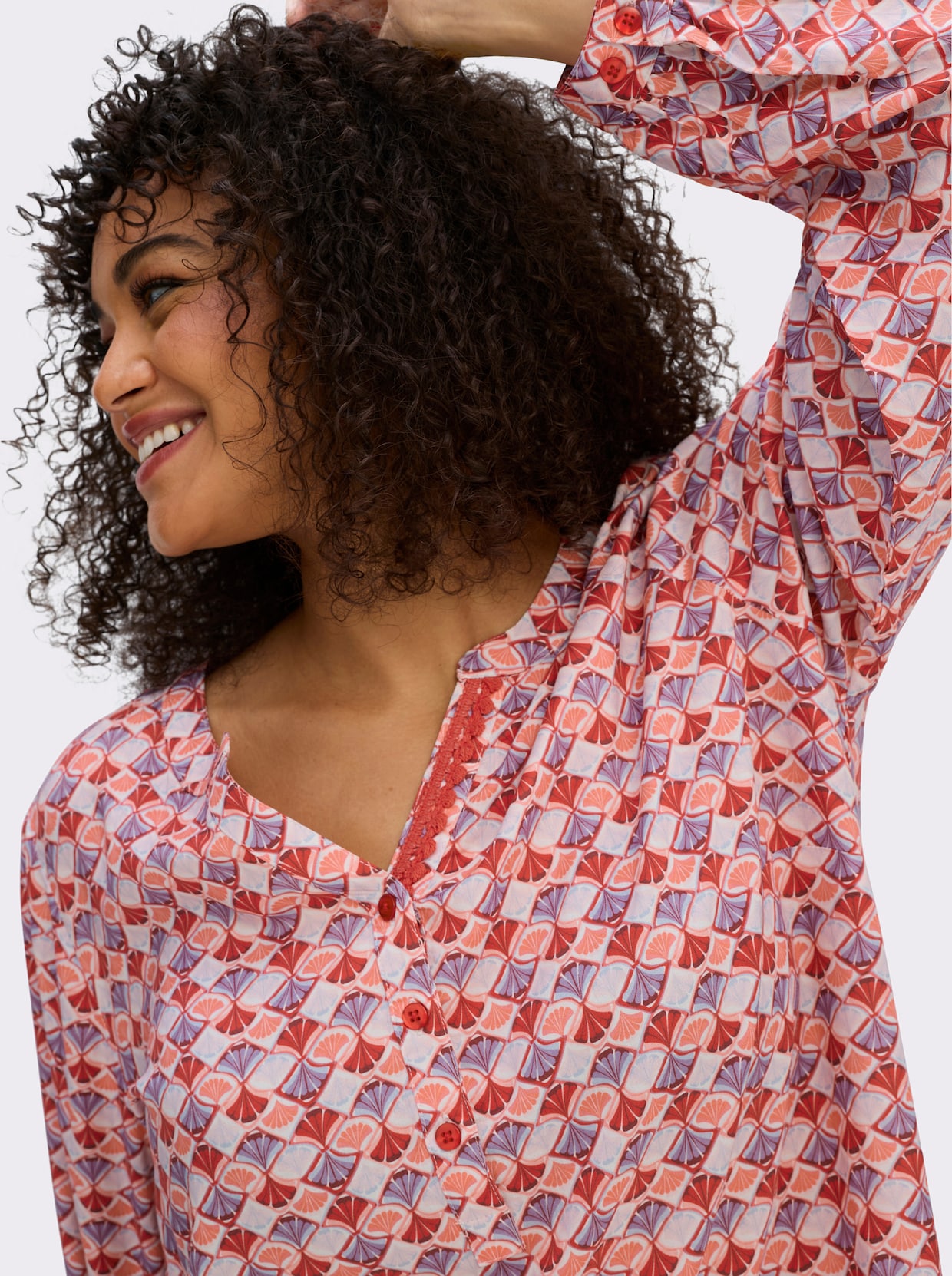 sheego Tuniek met grafische print - wit/aardbei bedrukt