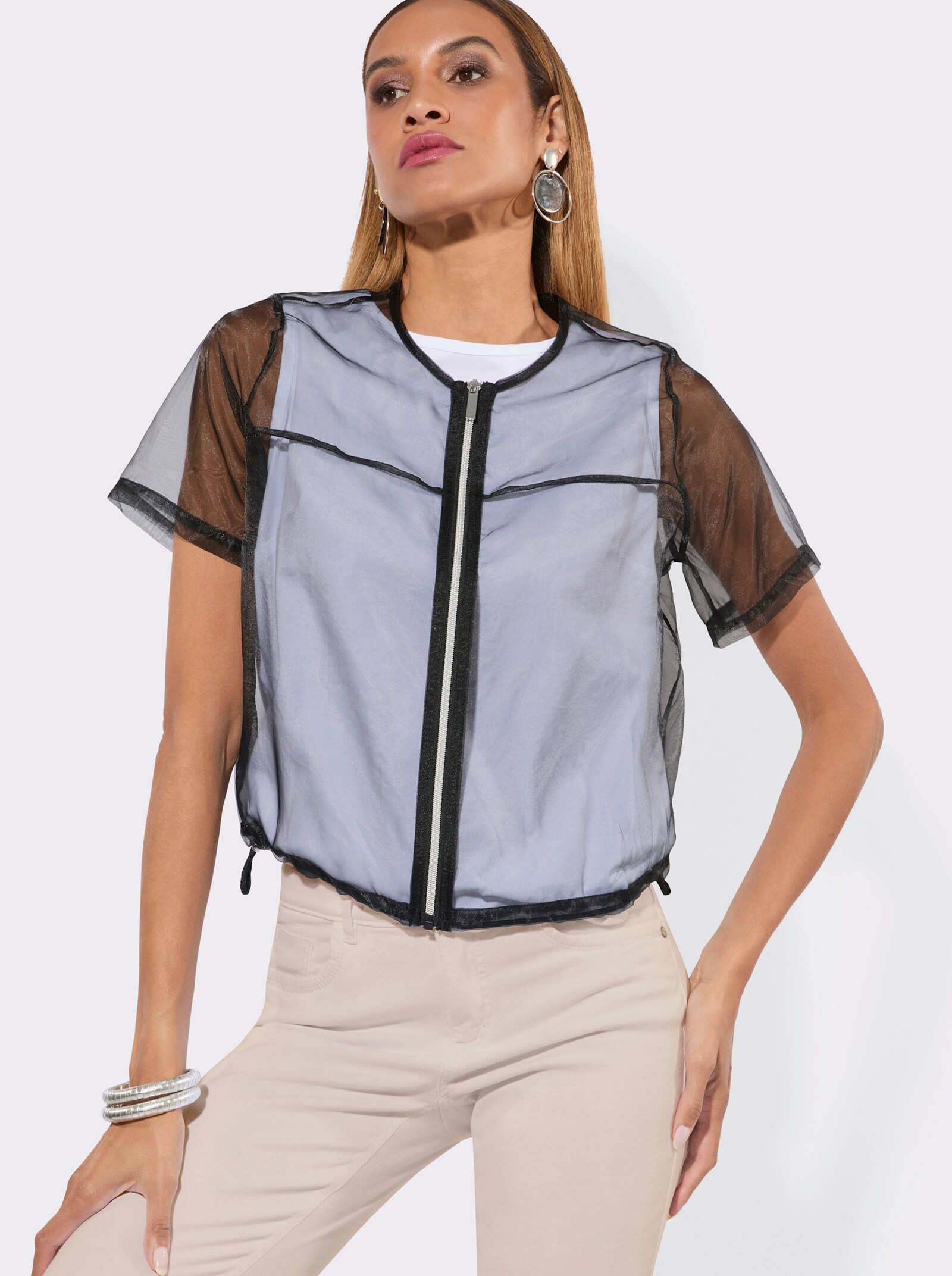 Blusenjacken aus duftigem Organza - schwarz