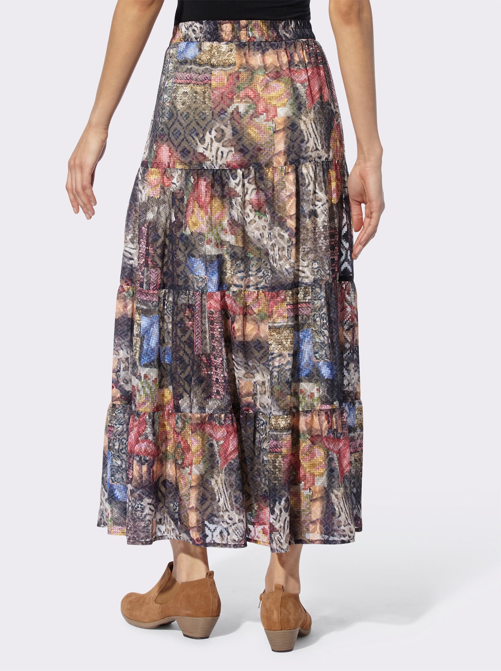 heine Schlupfrock mit Flockprint - schoko-rot-bedruckt