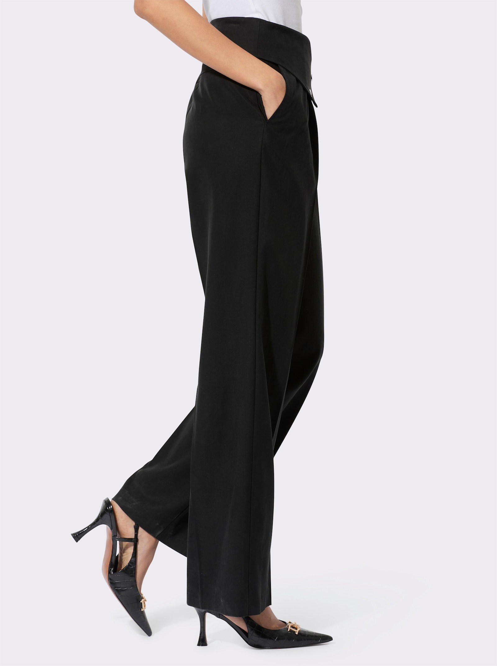 Marlenebroek met overlappende band - zwart