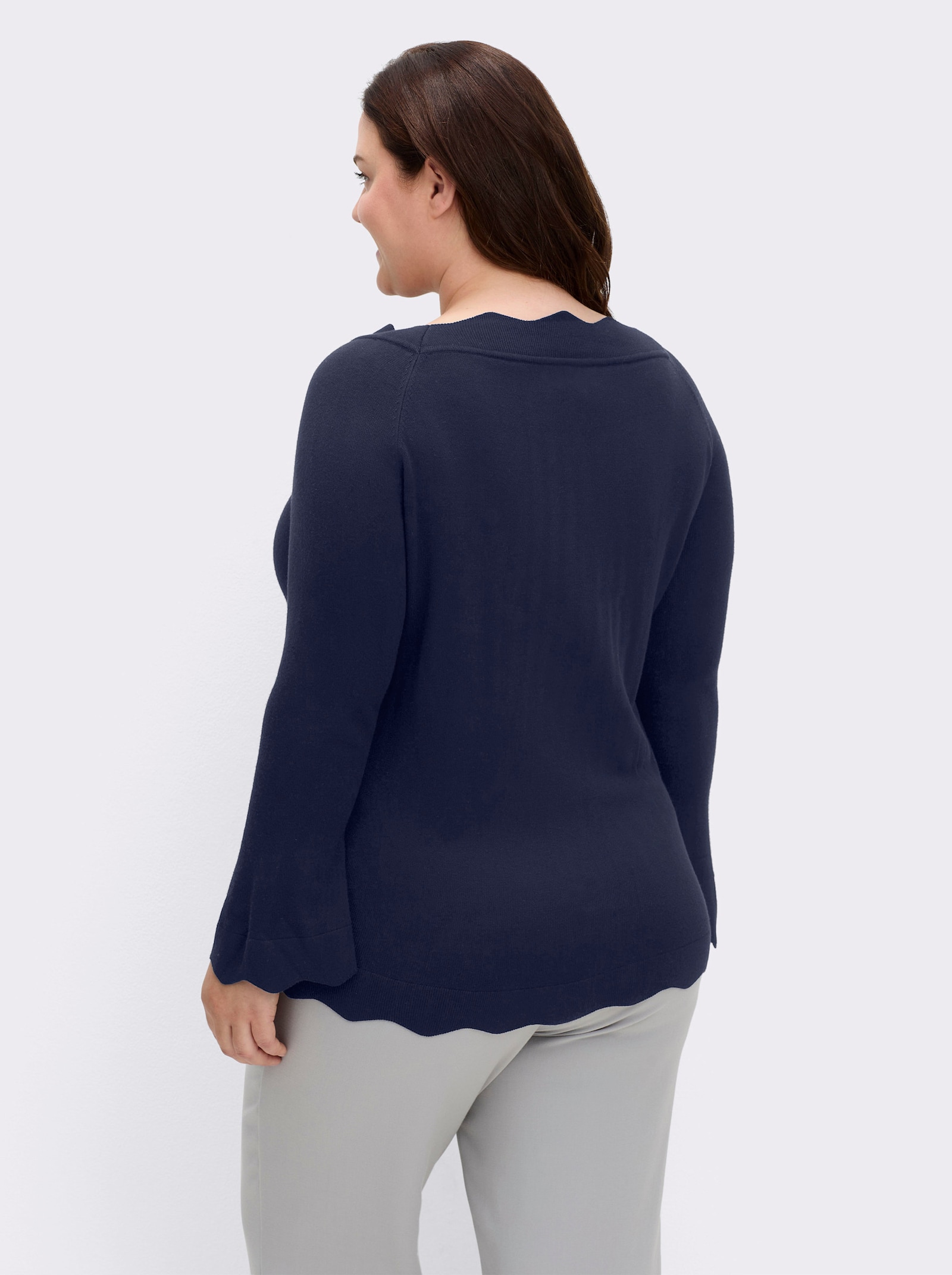 Strickpullover mit Wellenkanten - marine