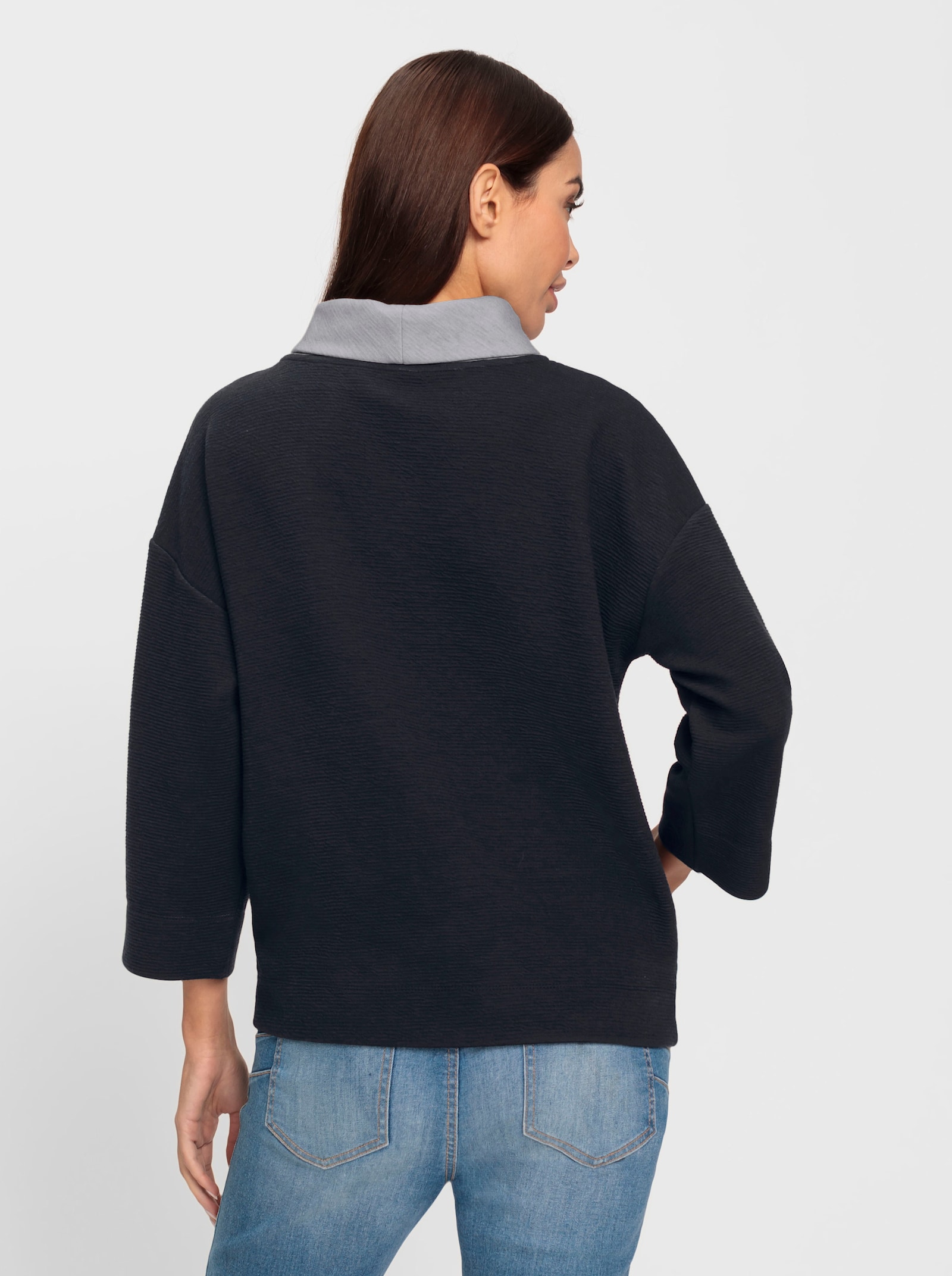 heine Rollkragenshirt mit kontrastfarbener Innenseite - marine