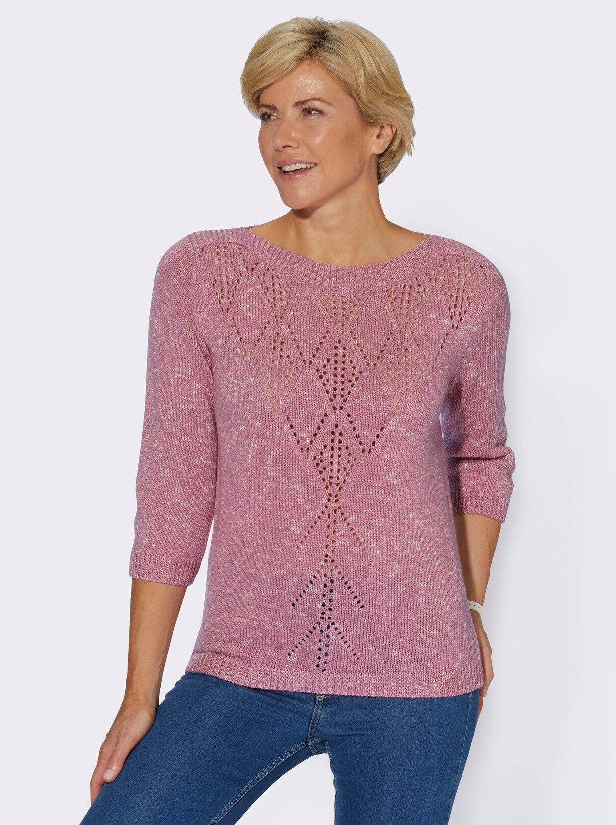 3/4 Arm-Pullover - altrosa-meliert