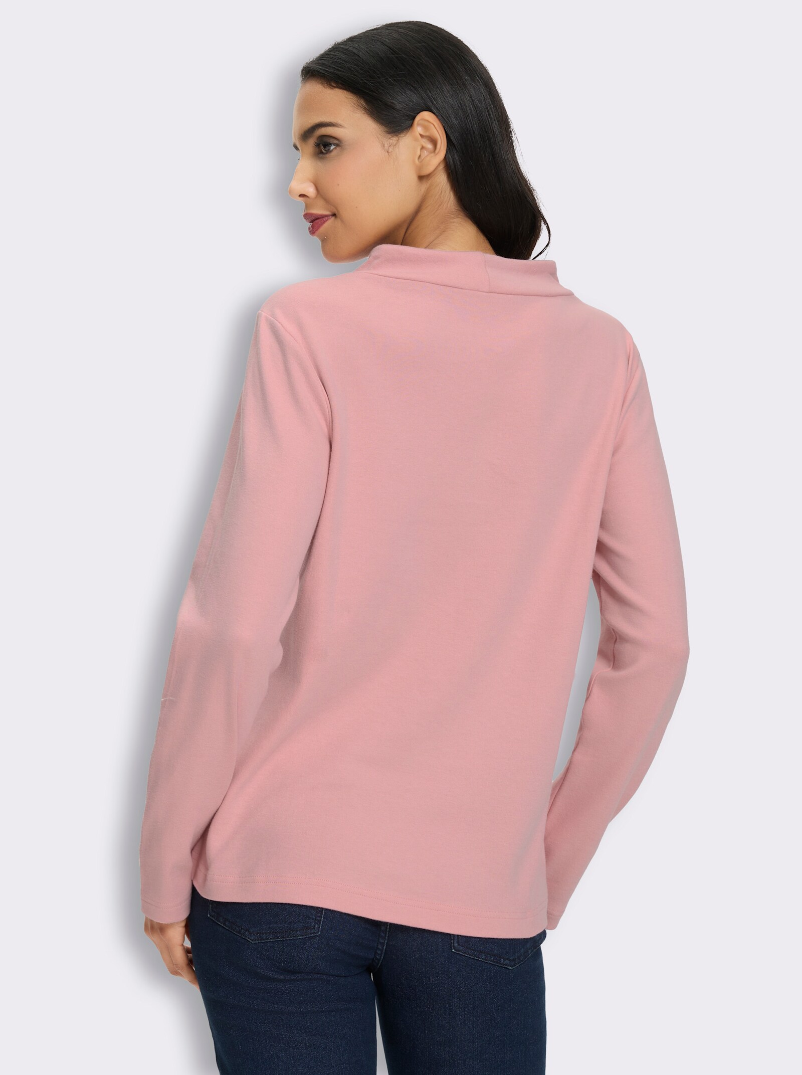 Sweatshirt mit platziertem Glitzer-Druck - rosenquarz