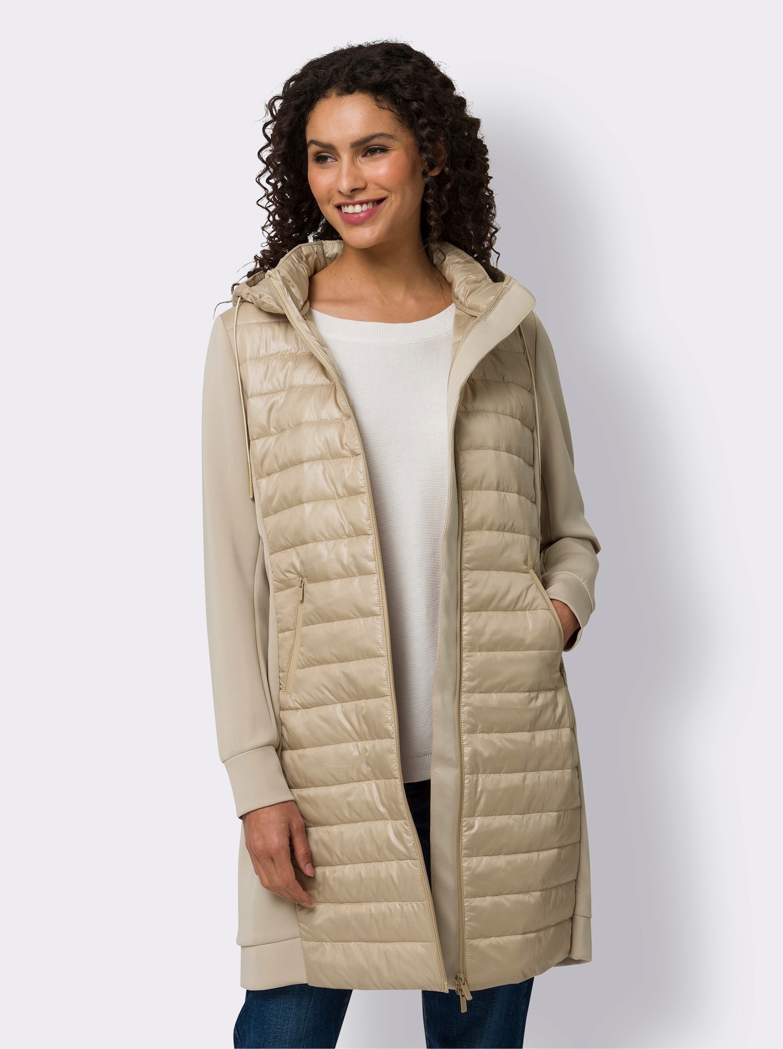 heine Manteau matelassé en qualité scuba, rembourré - beige