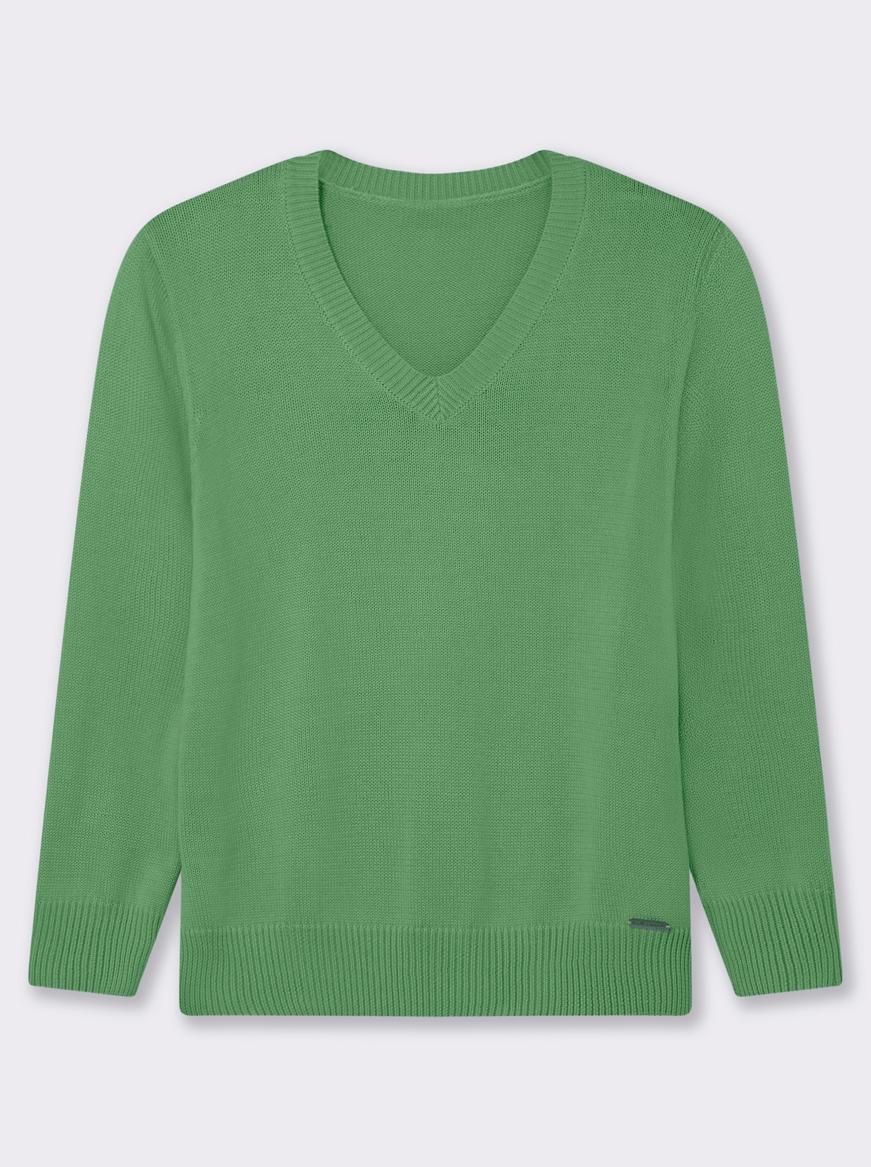 V-Ausschnitt-Pullover mit Baumwolle - apfel