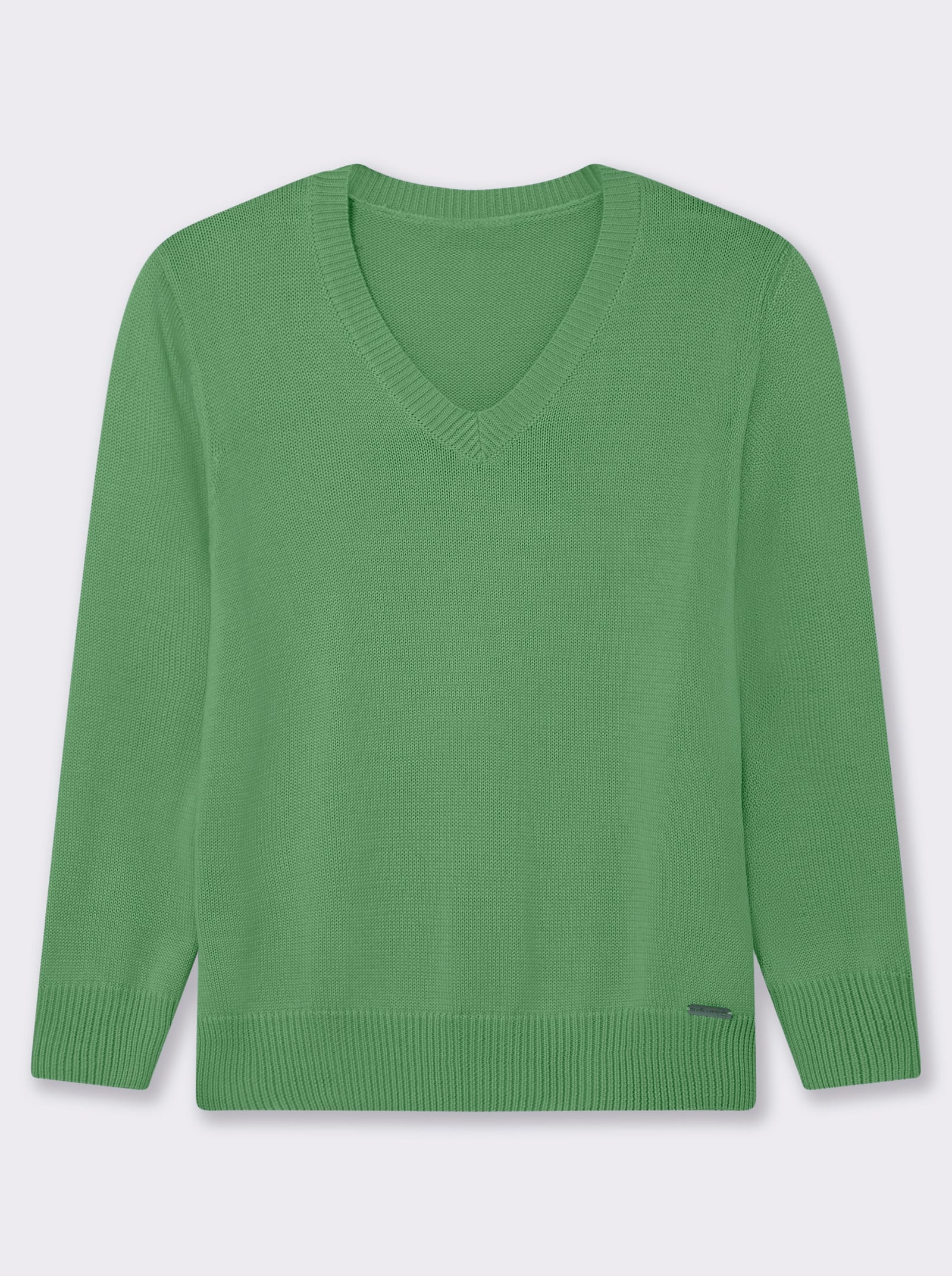 V-Ausschnitt-Pullover mit Baumwolle - apfel