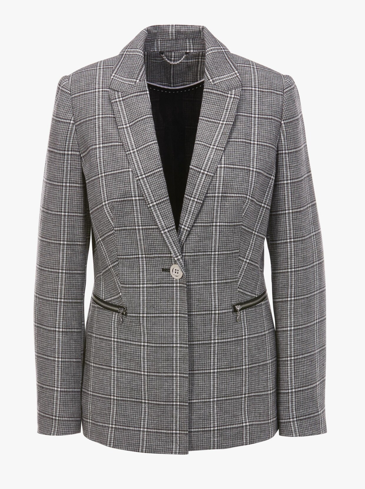 Creation L Premium Baumwoll-Leinen-Blazer - schwarz-weiß-kariert