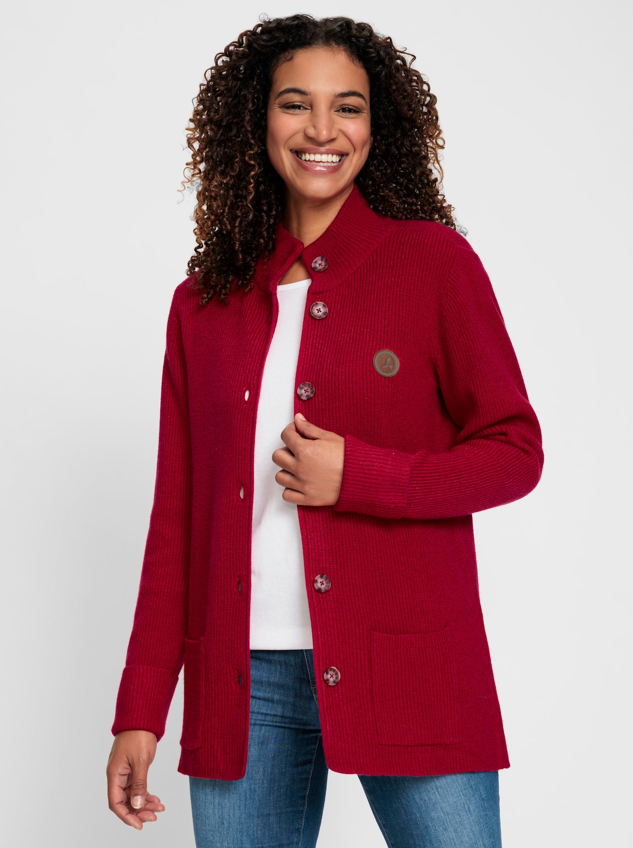 Lang gebreid vest - rood