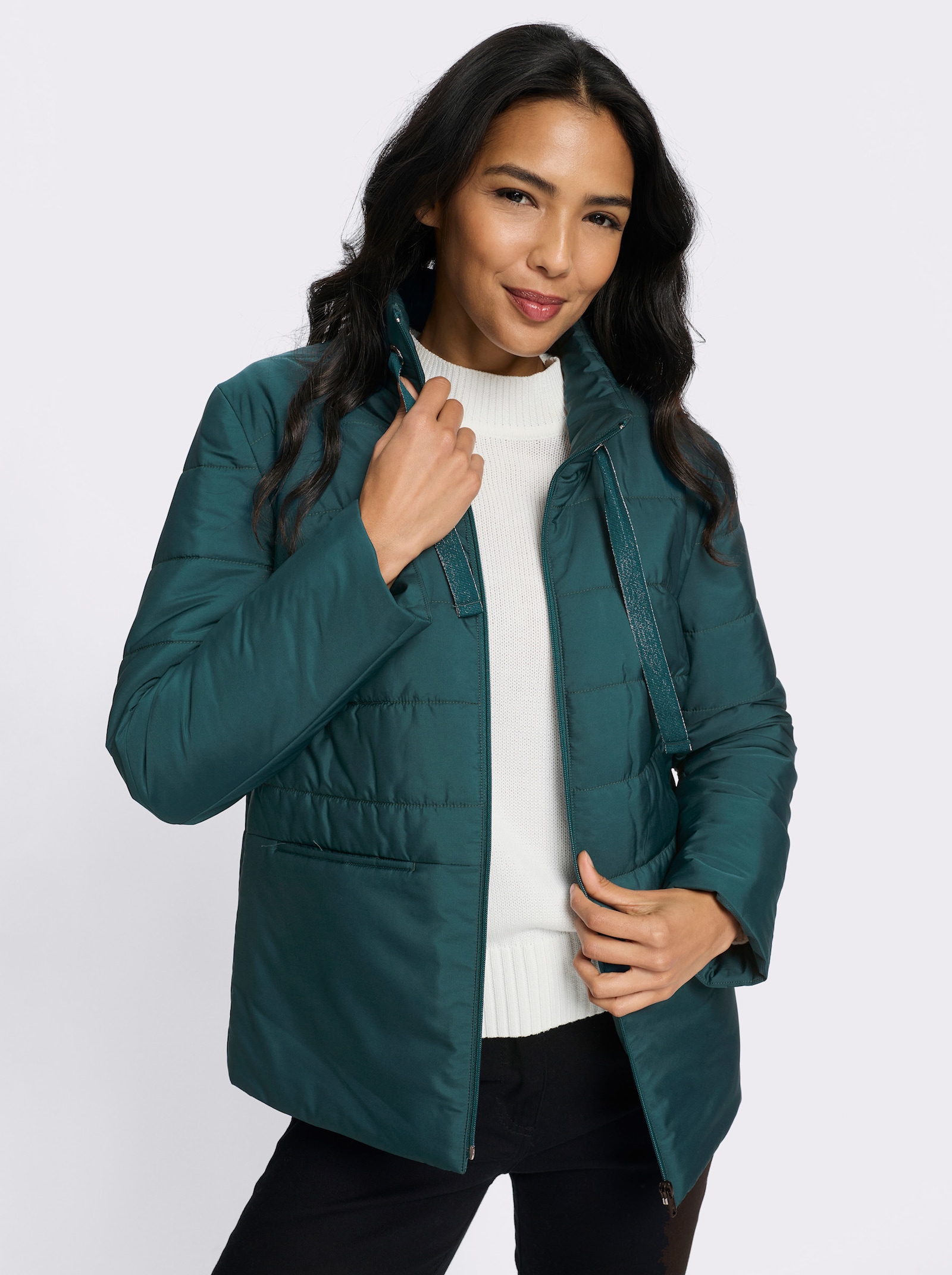 Steppjacke in kastiger Form - petrol