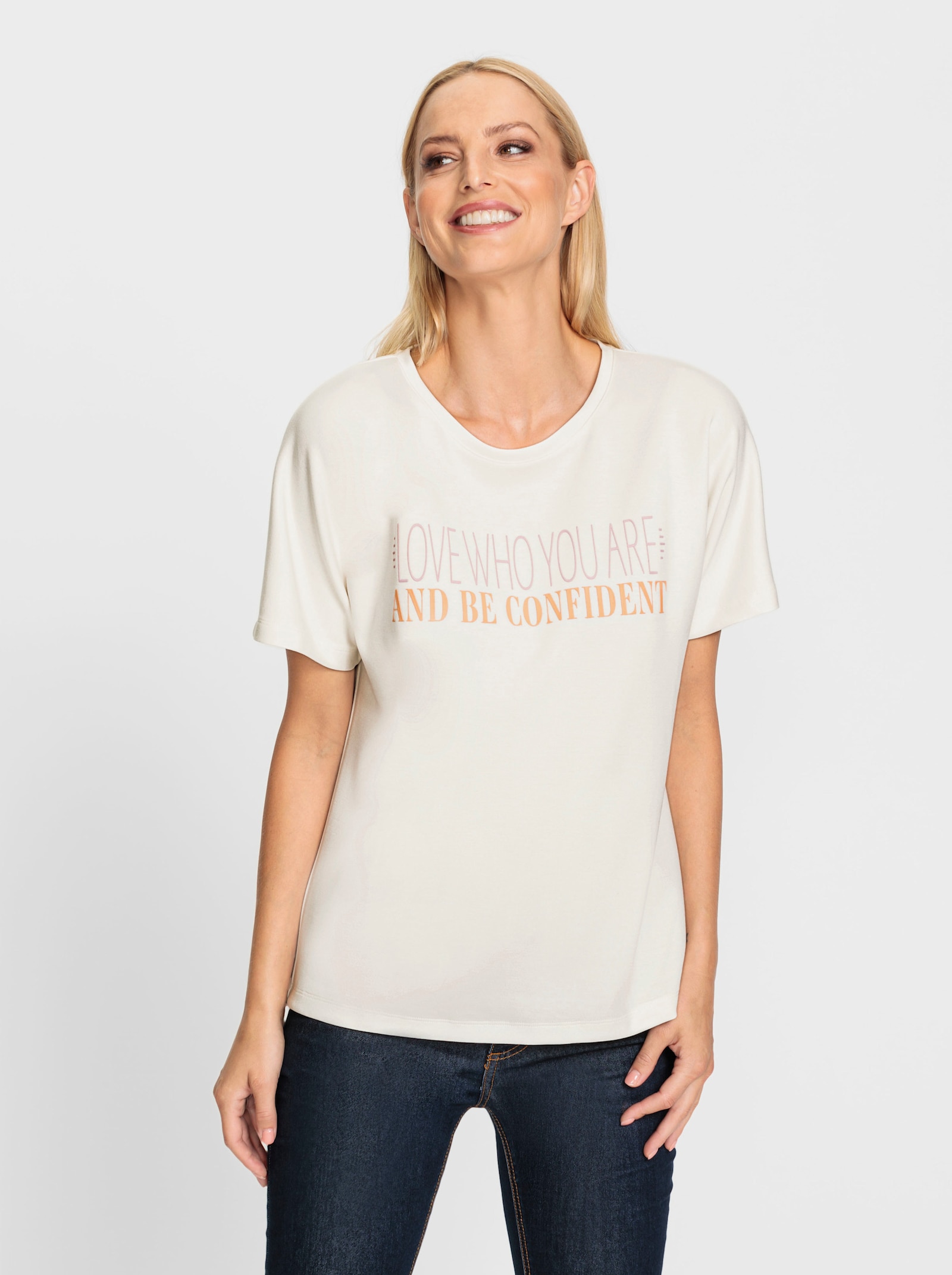 heine Sweatshirt mit kurzen Fledermausärmeln - ecru