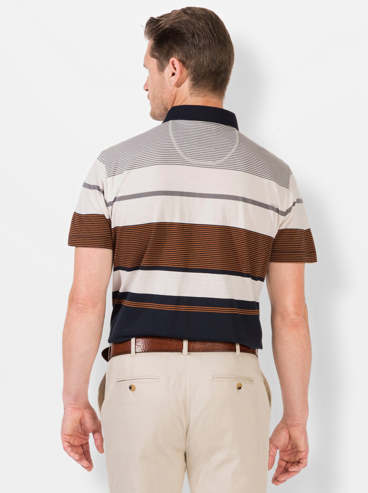 Hajo Kurzarm-Poloshirt - marine-gestreift