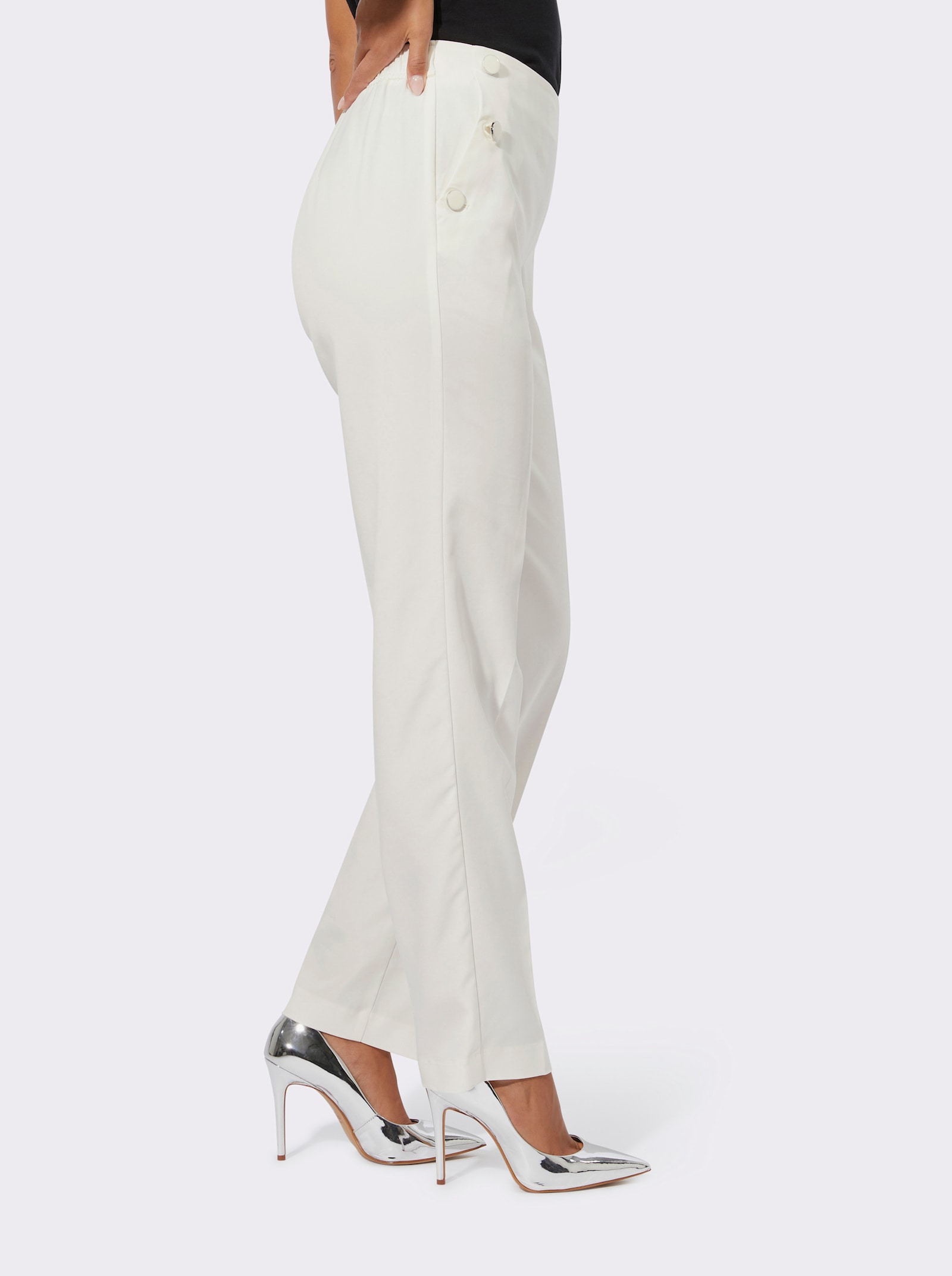 Bügelfaltenhose mit rückwärtigem Dehnbund - ecru