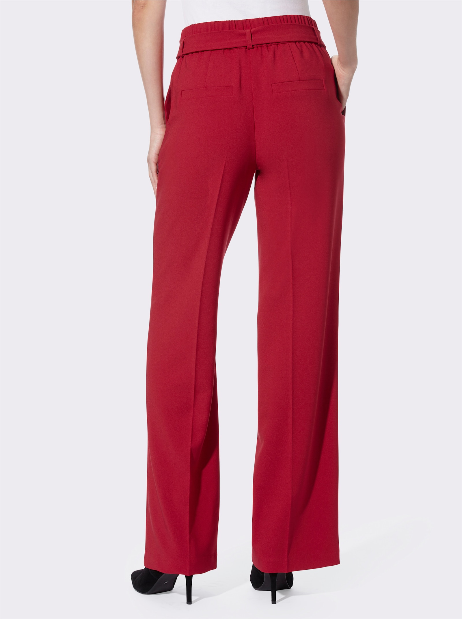 heine Geweven broek met comfortband rondom - rood