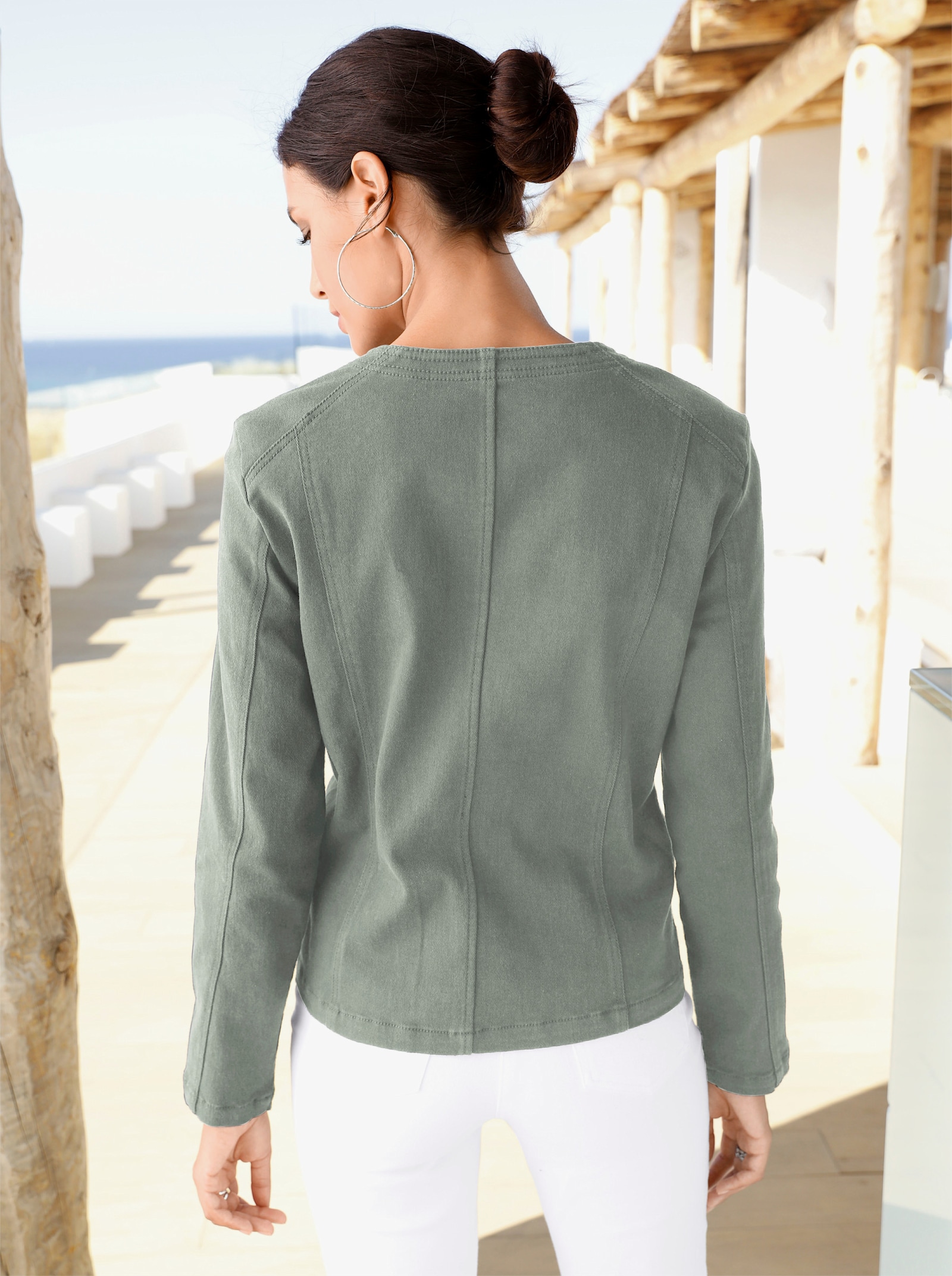 Jeansblazer mit Zier-Reißverschlüssen - schilf