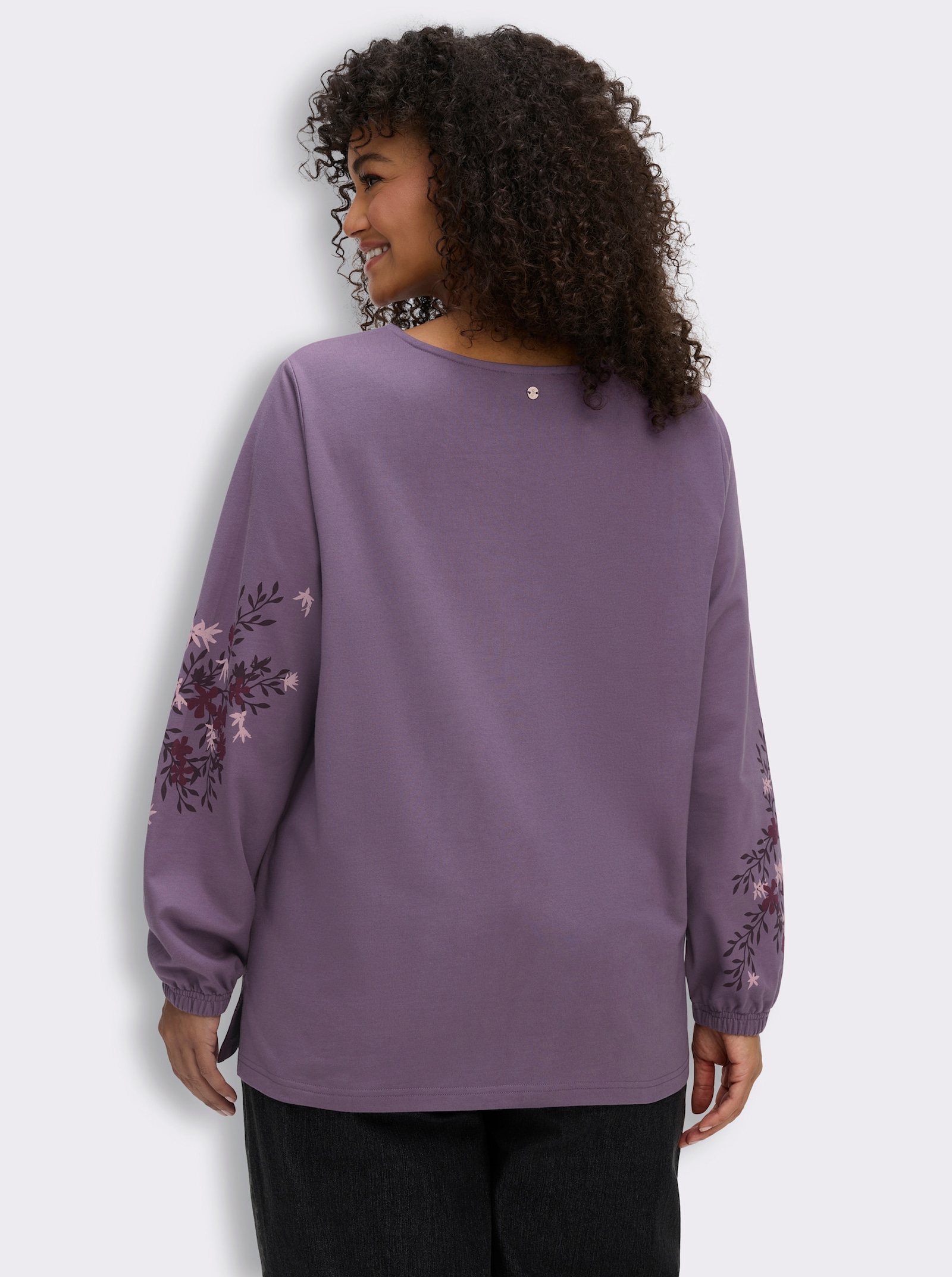 sheego Sweatshirt mit Blumenprints - feige-aubergine-bedruckt