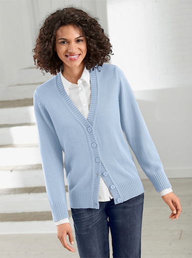 Strickjacke mit farblich abgestimmten Knöpfen - eisblau