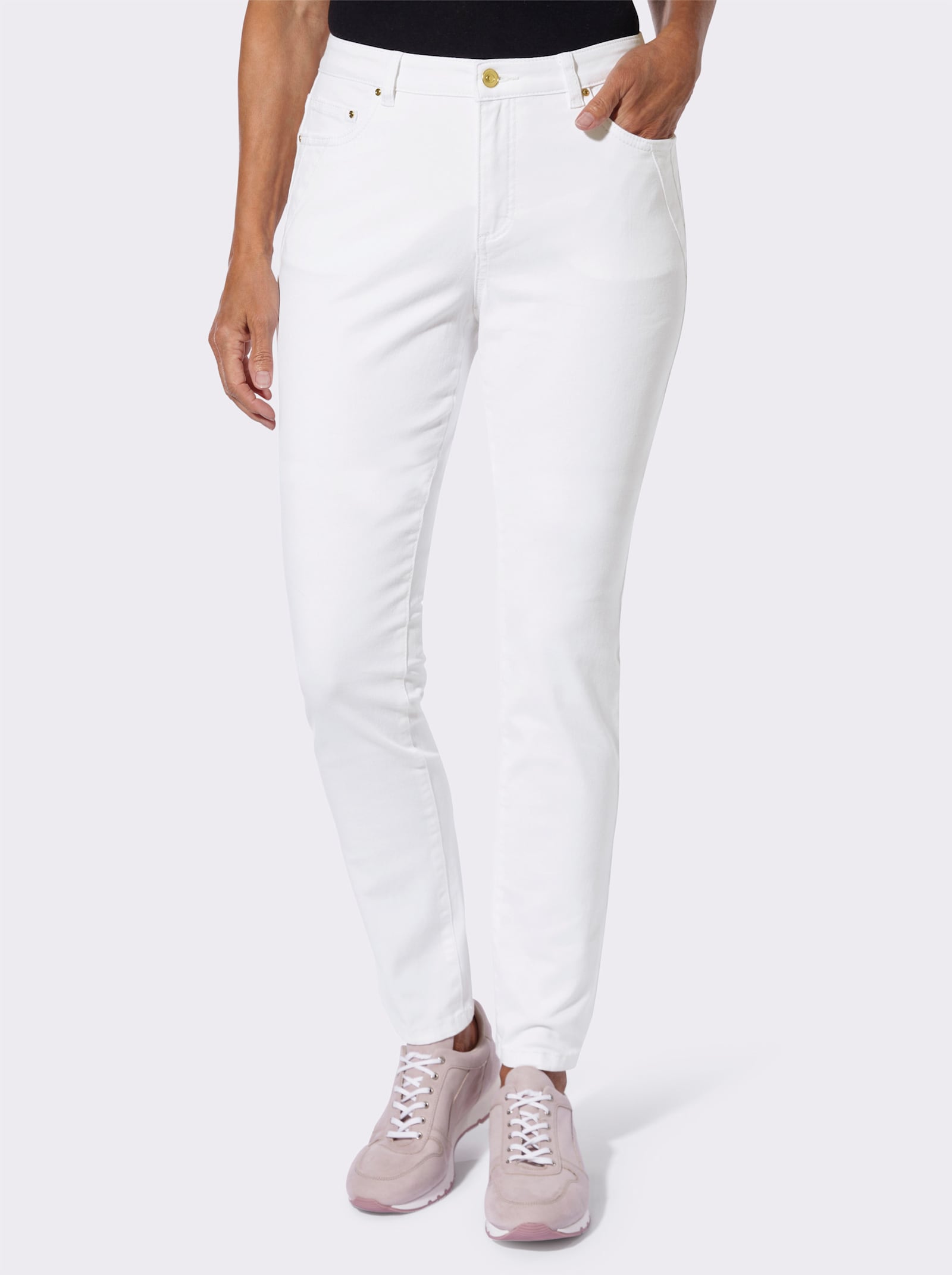 5-Pocket-Jeans mit Ziernähten - weiß