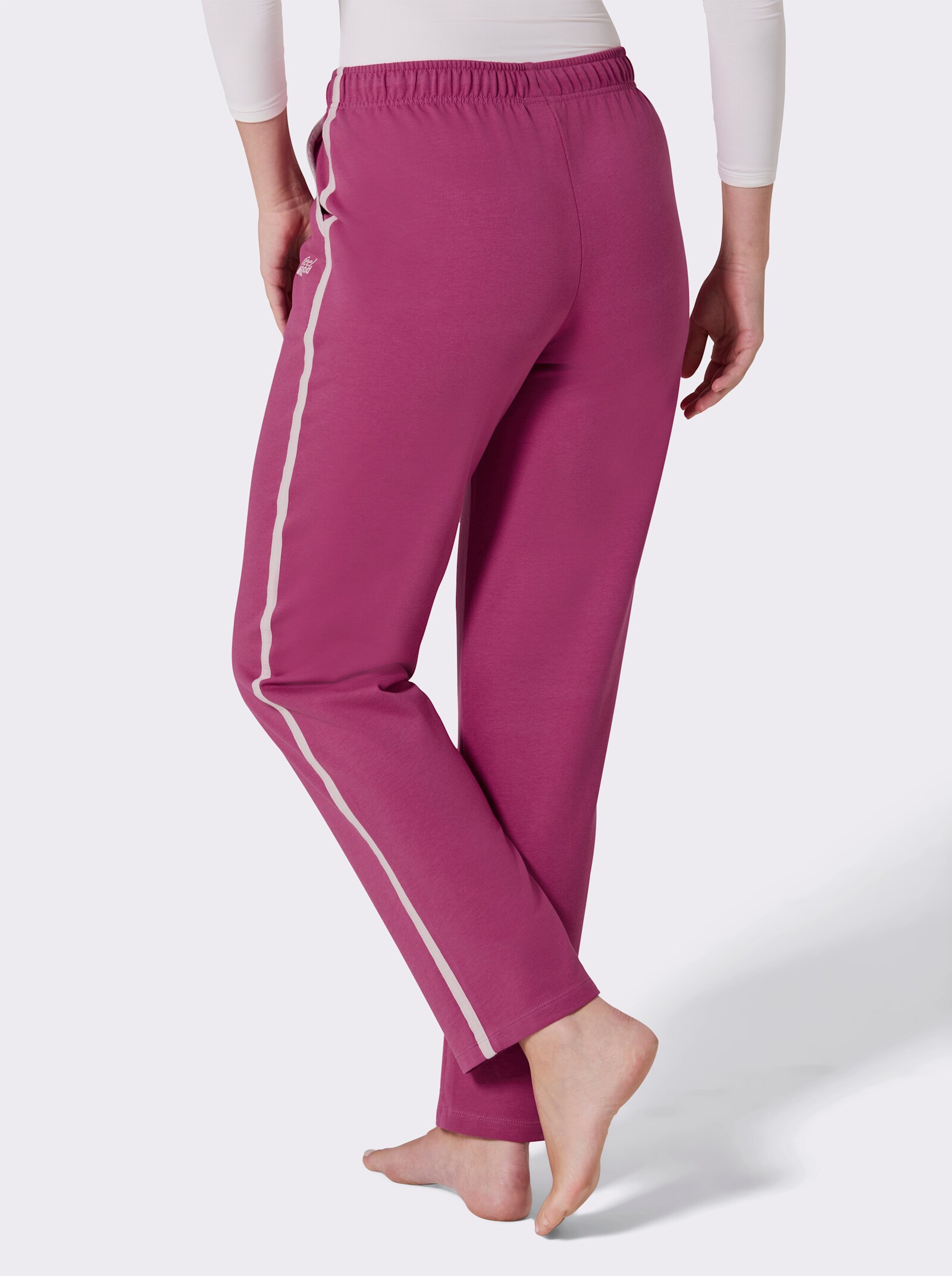 feel good Dehnbund-Hose mit Kontrast-Details - erika-hellrosé