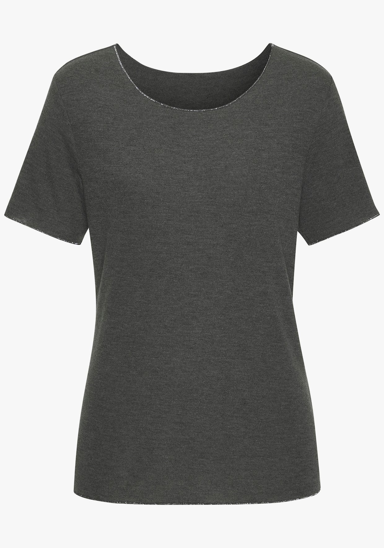 LASCANA Shirt met ronde hals - antraciet gemêleerd