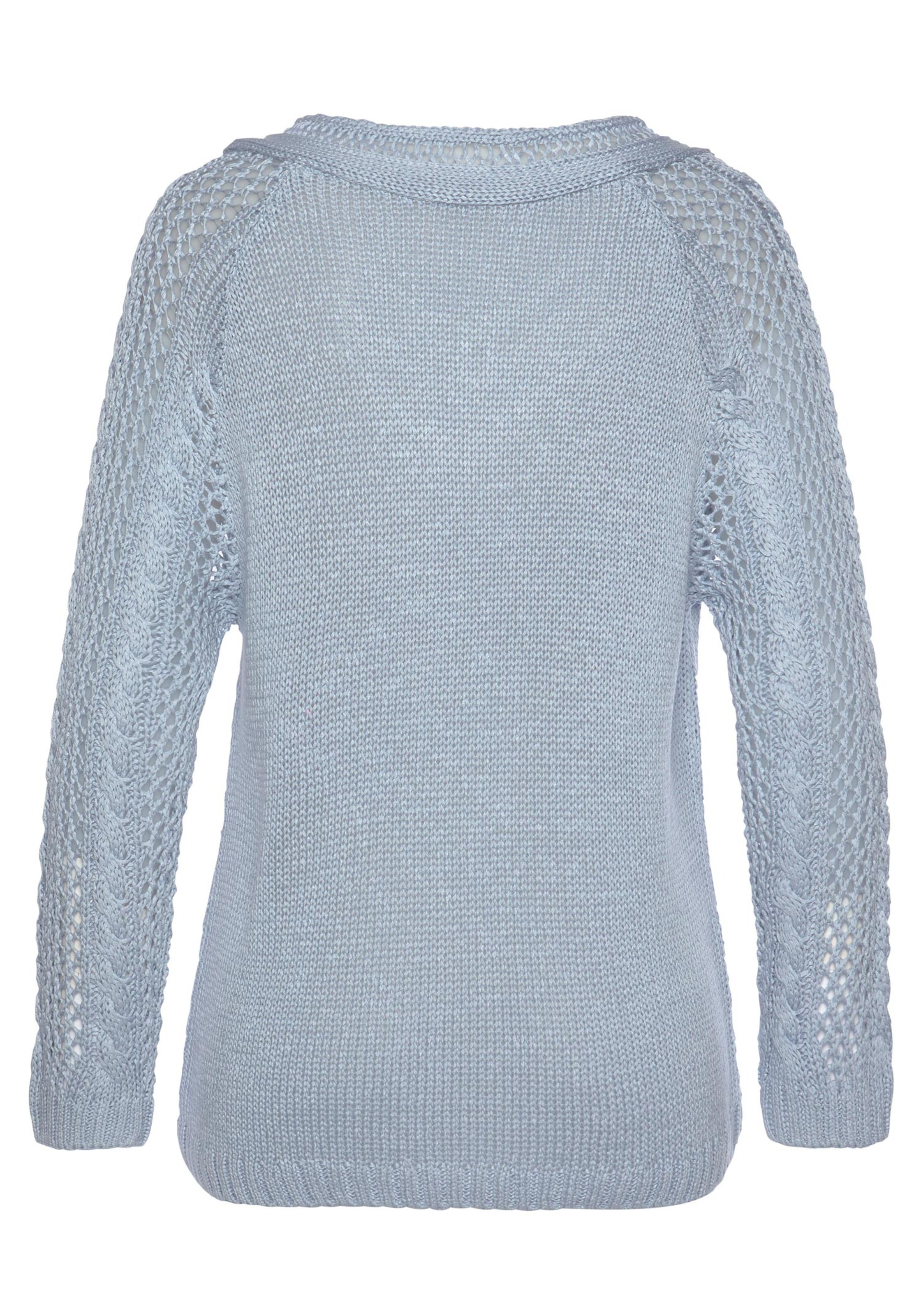 Damenmode Pullover LASCANA Strickpullover in hellblau Damenmode Pullover LASCANA Strickpullover in hellblau