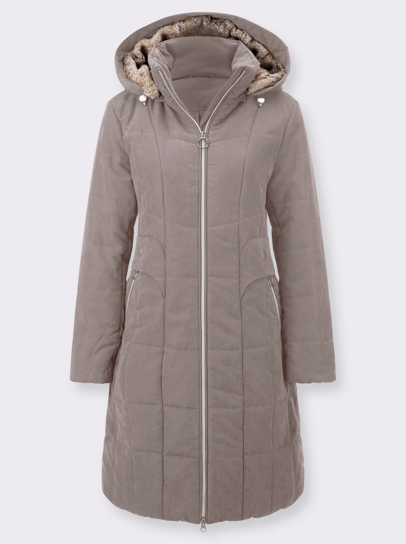 Steppmantel mit 2-Wege-Reißverschluss - taupe