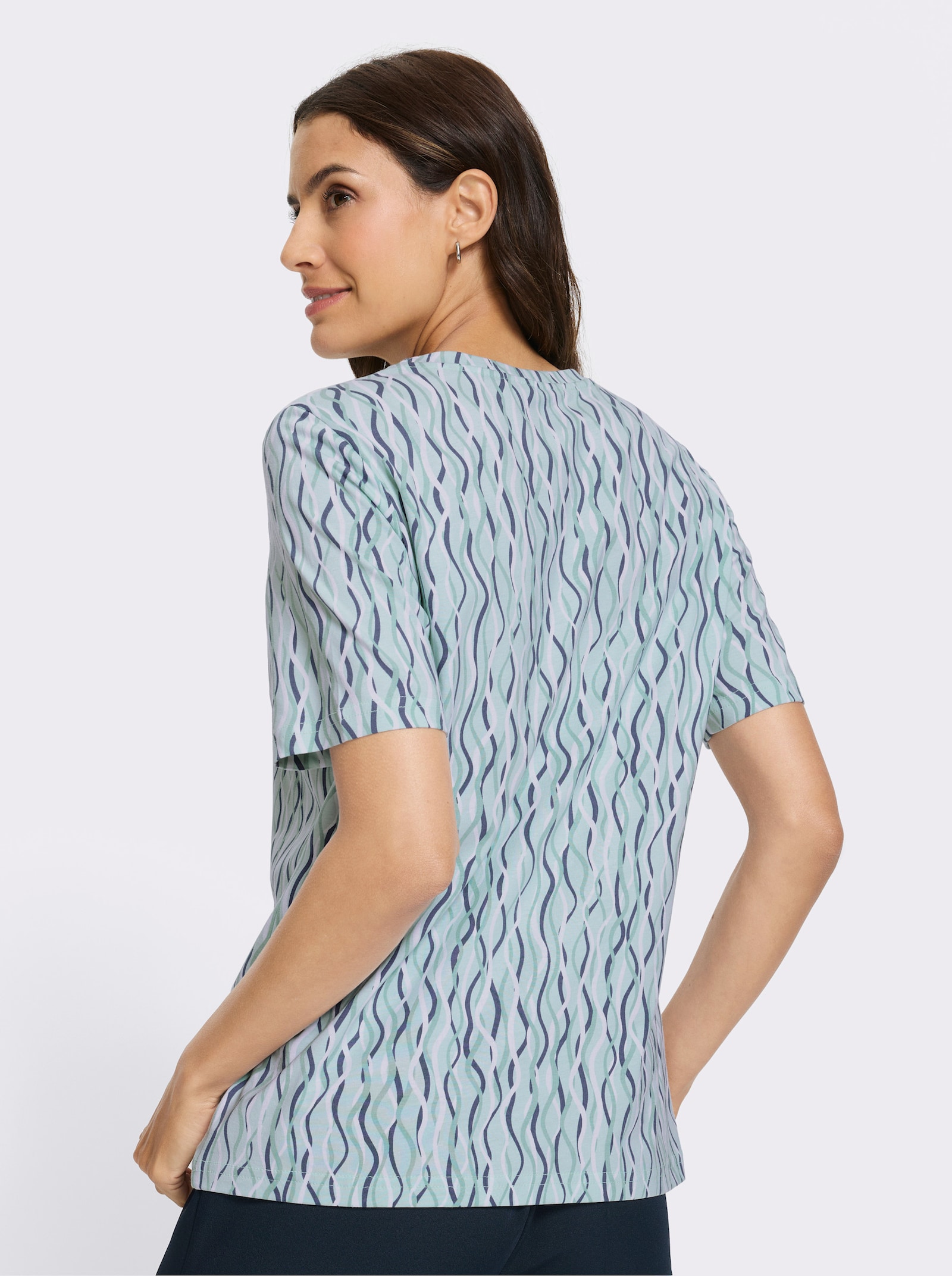 Print-Shirt - kalkmint-weiß-bedruckt