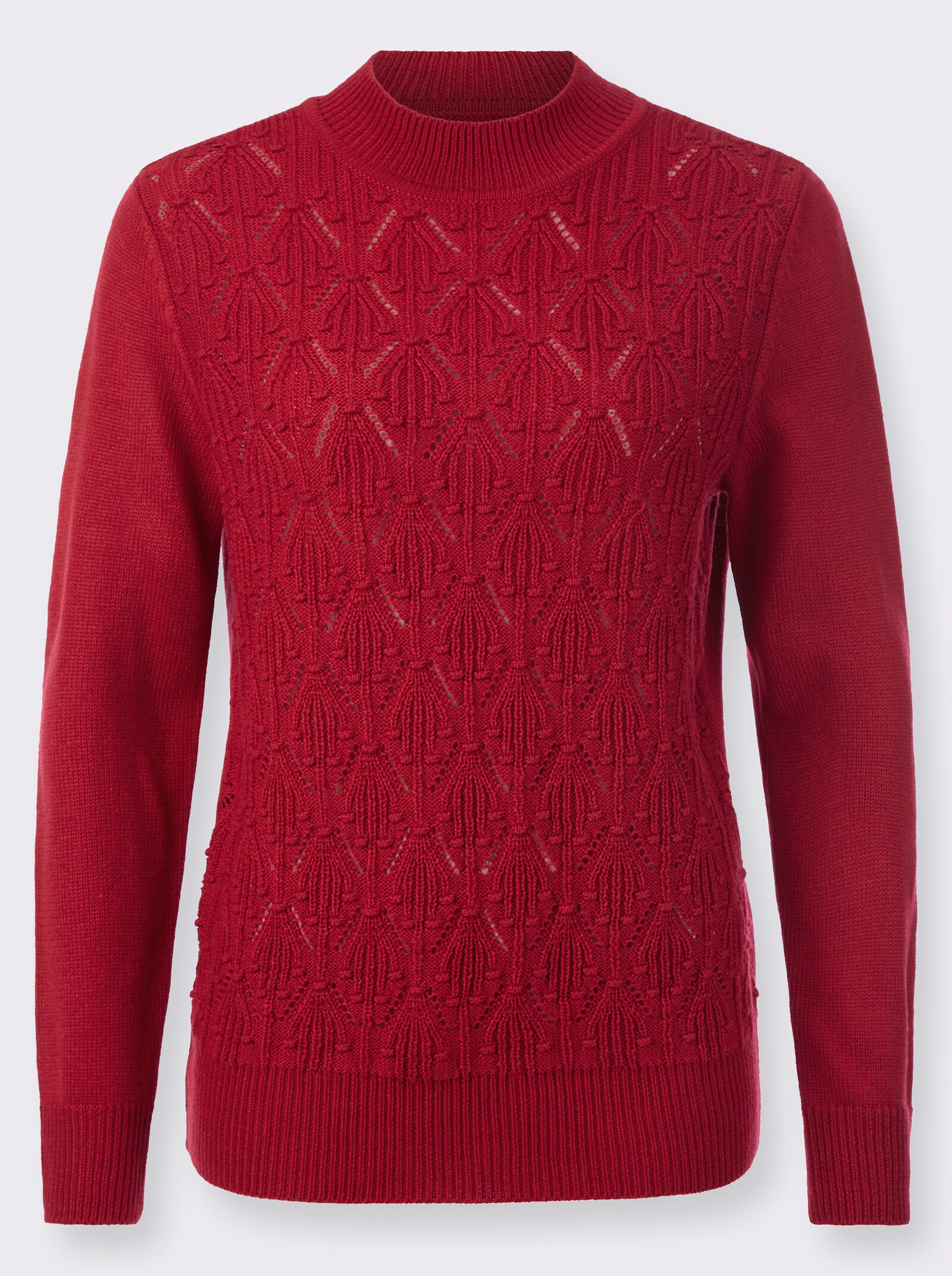 Stehkragenpullover mit Einstrickmuster - rot
