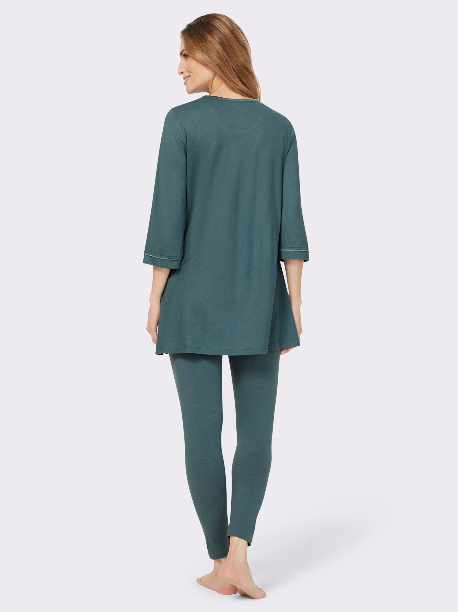 Ascafa Schlafanzug mit Druck-Motiv vorne - petrol