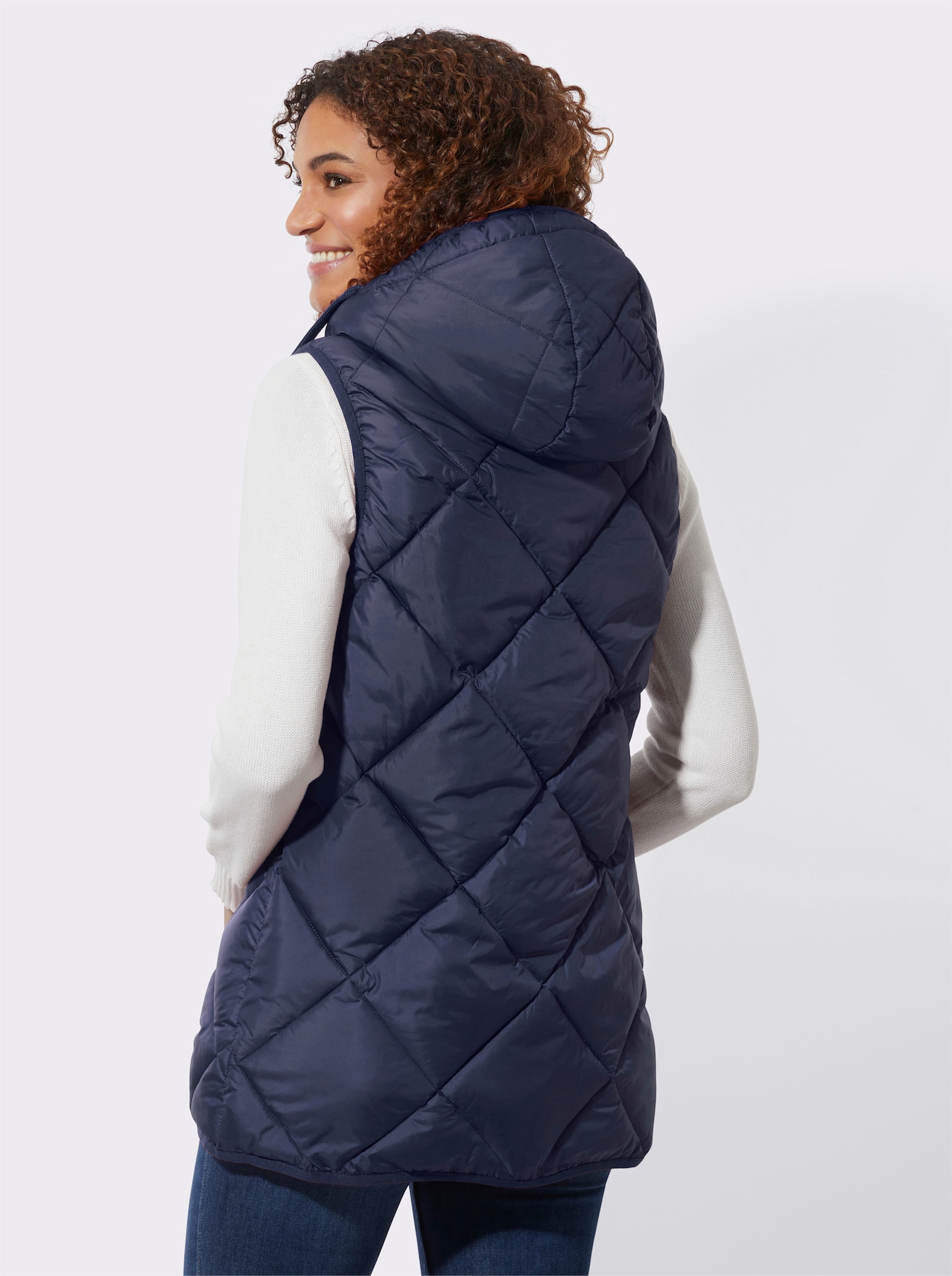 Kapuzenweste mit Fleece-Futter - marine