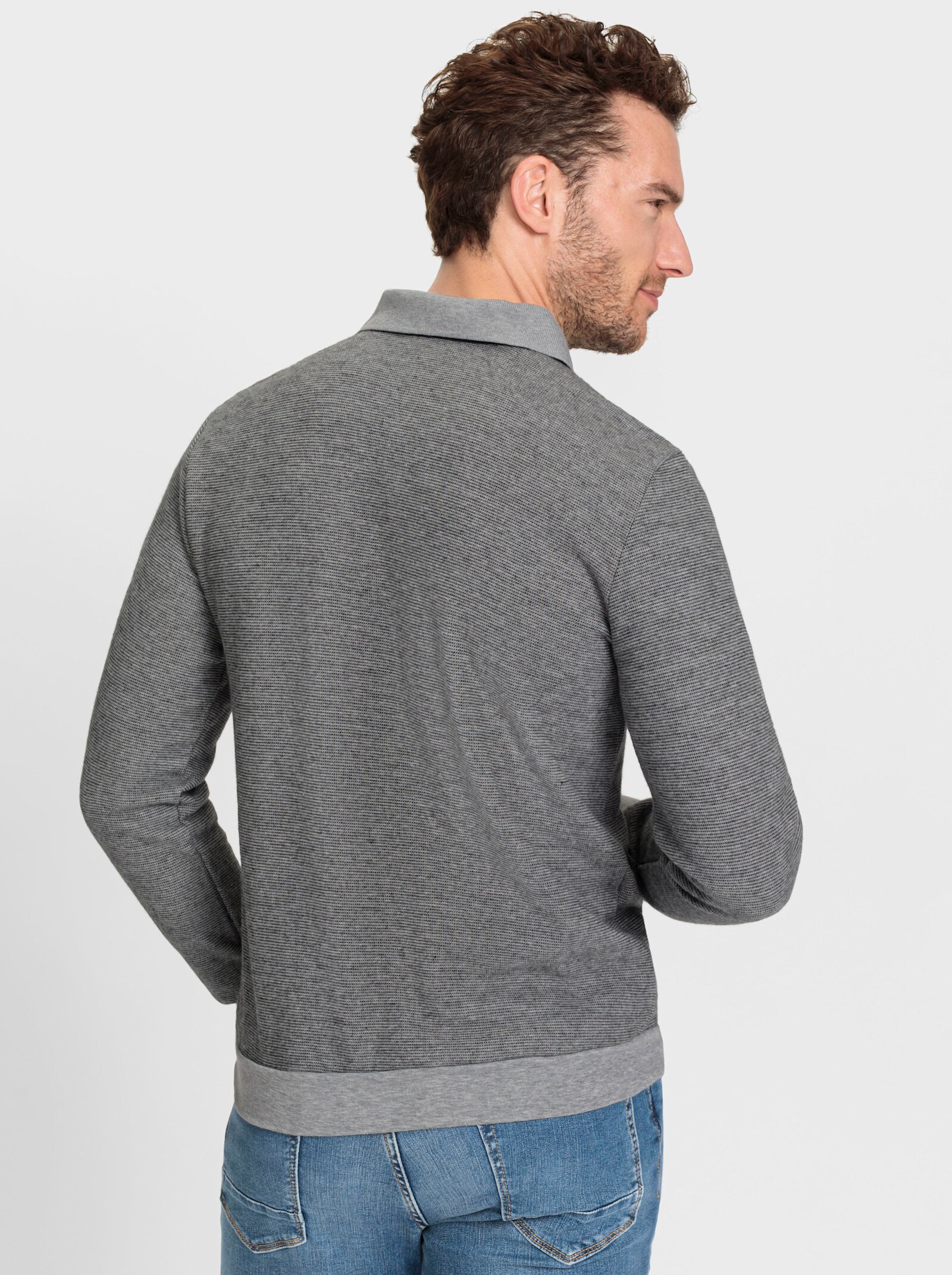 Marco Donati Sweatshirt mit Webbesätzen und Stickerei - graphit-meliert