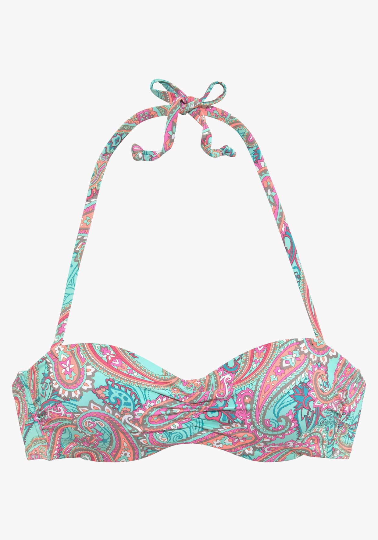 Venice Beach Bügel-Bandeau-Bikini-Top - mint-bedruckt