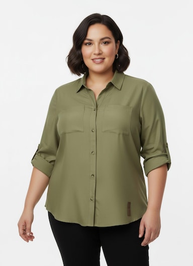 Longbluse aus reiner Viskose - schilf