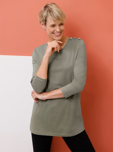 Longshirt mit Zierknöpfen - khaki